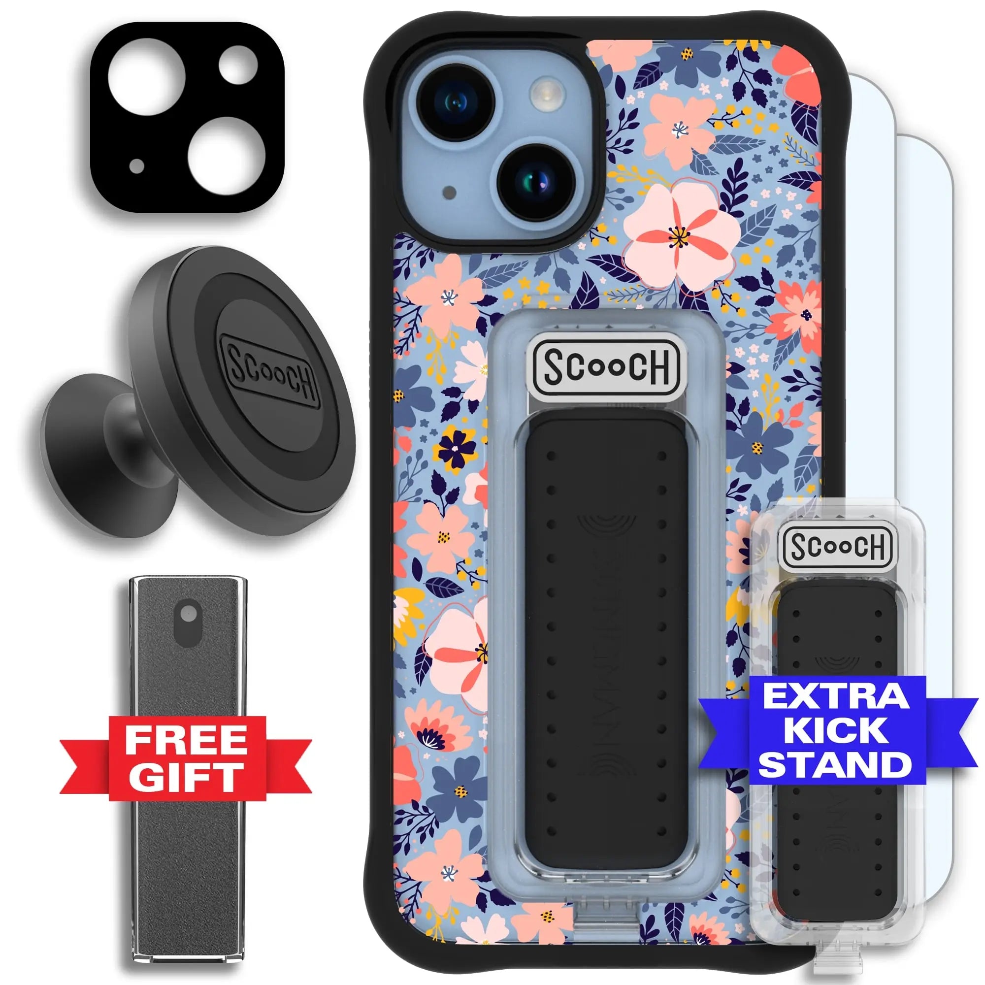 Scooch-Wingman Defender Bundle for iPhone 14-Wildflowers-Black