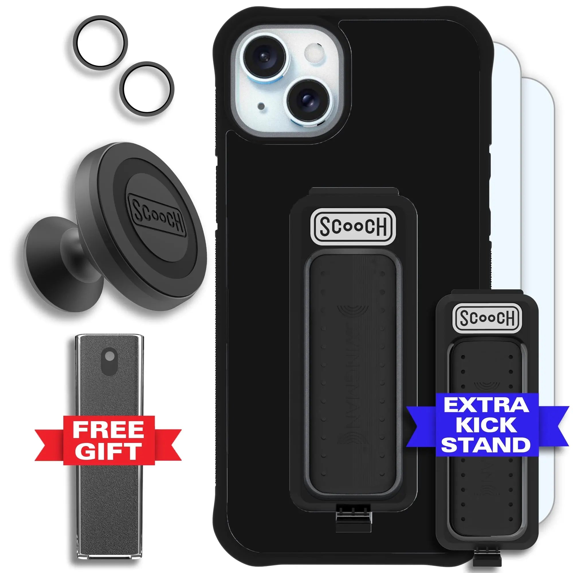 Scooch-Wingman Defender Bundle for iPhone 15 Plus-Black-Black