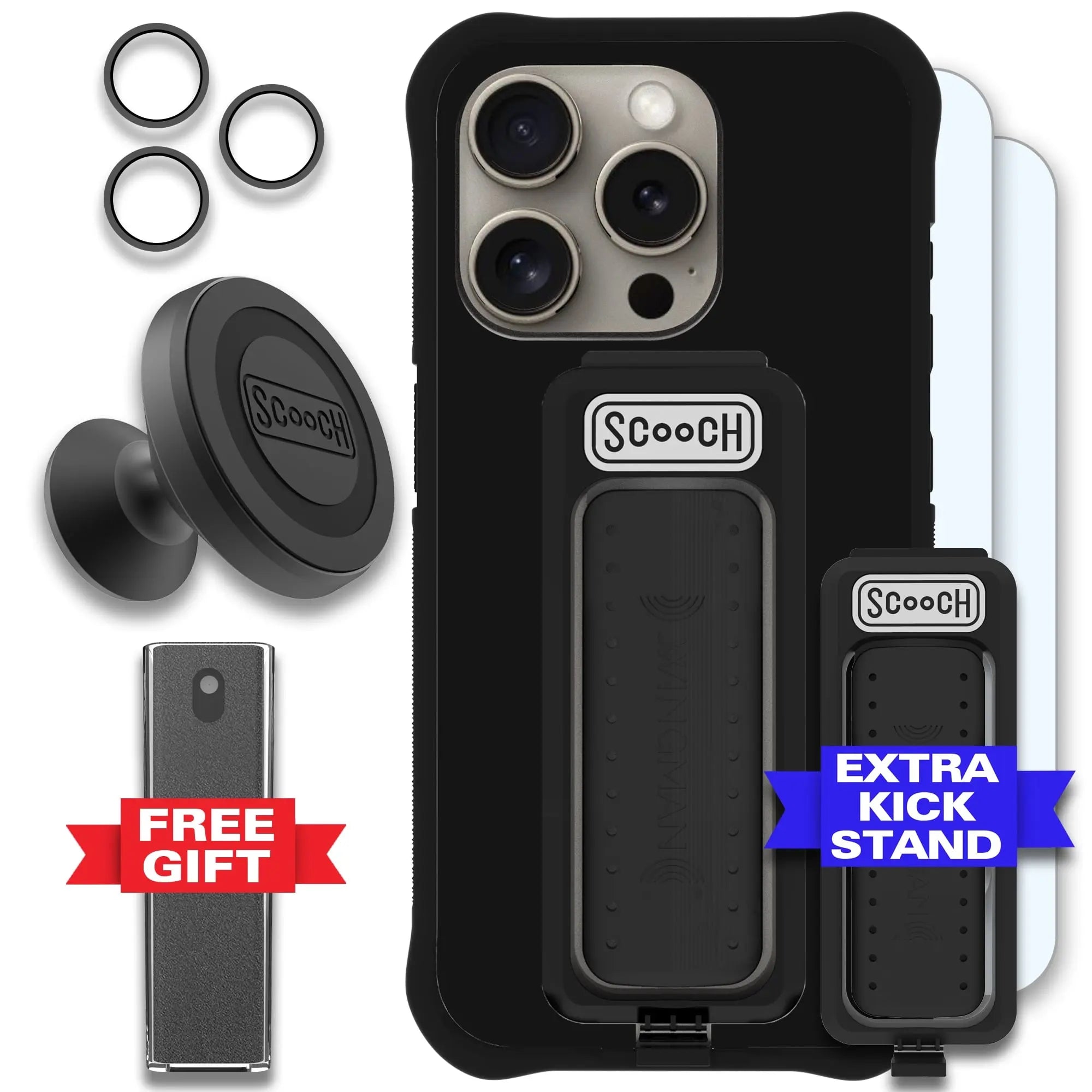 Scooch-Wingman Defender Bundle for iPhone 15 Pro-Black-Black