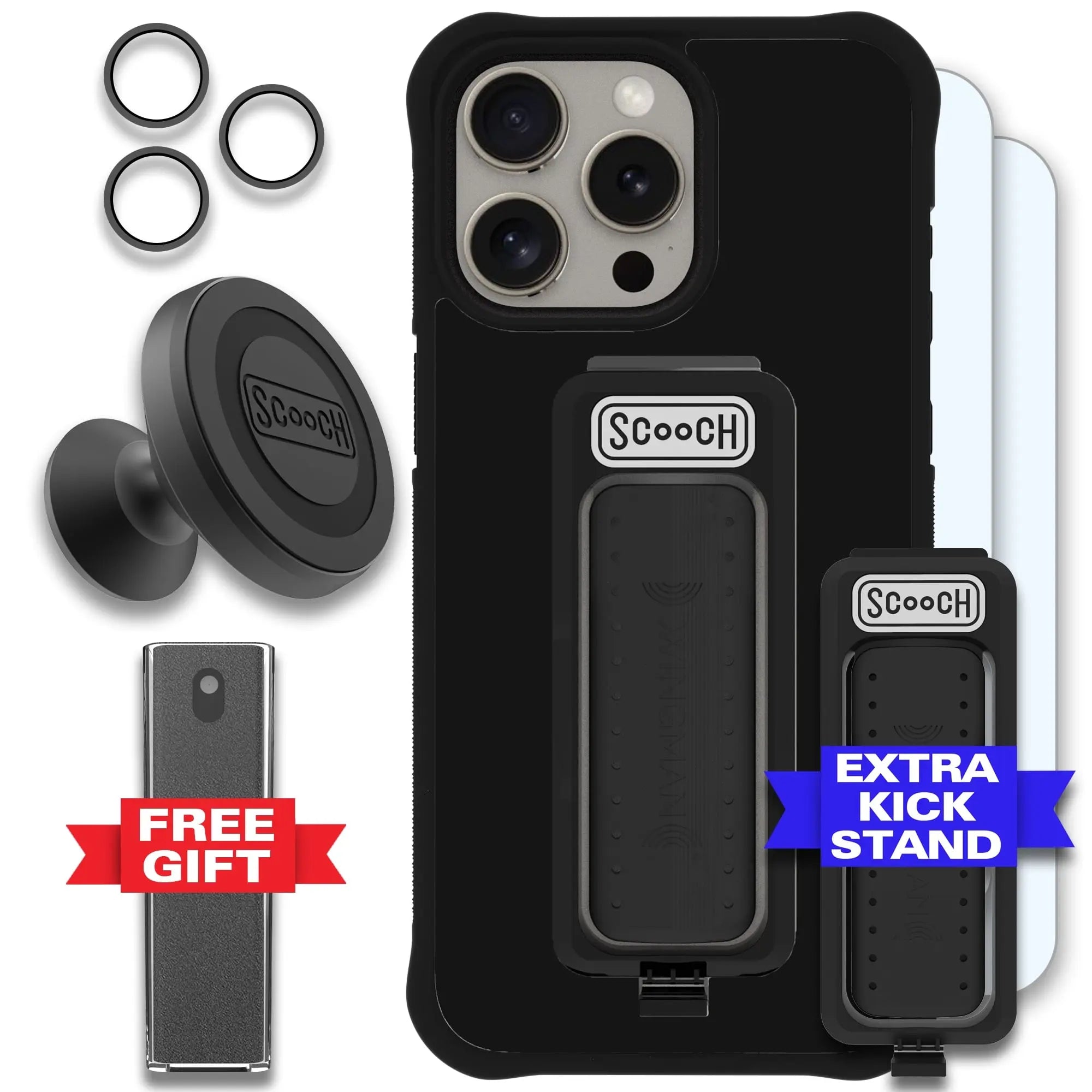 Scooch-Wingman Defender Bundle for iPhone 15 Pro Max-Black-Black