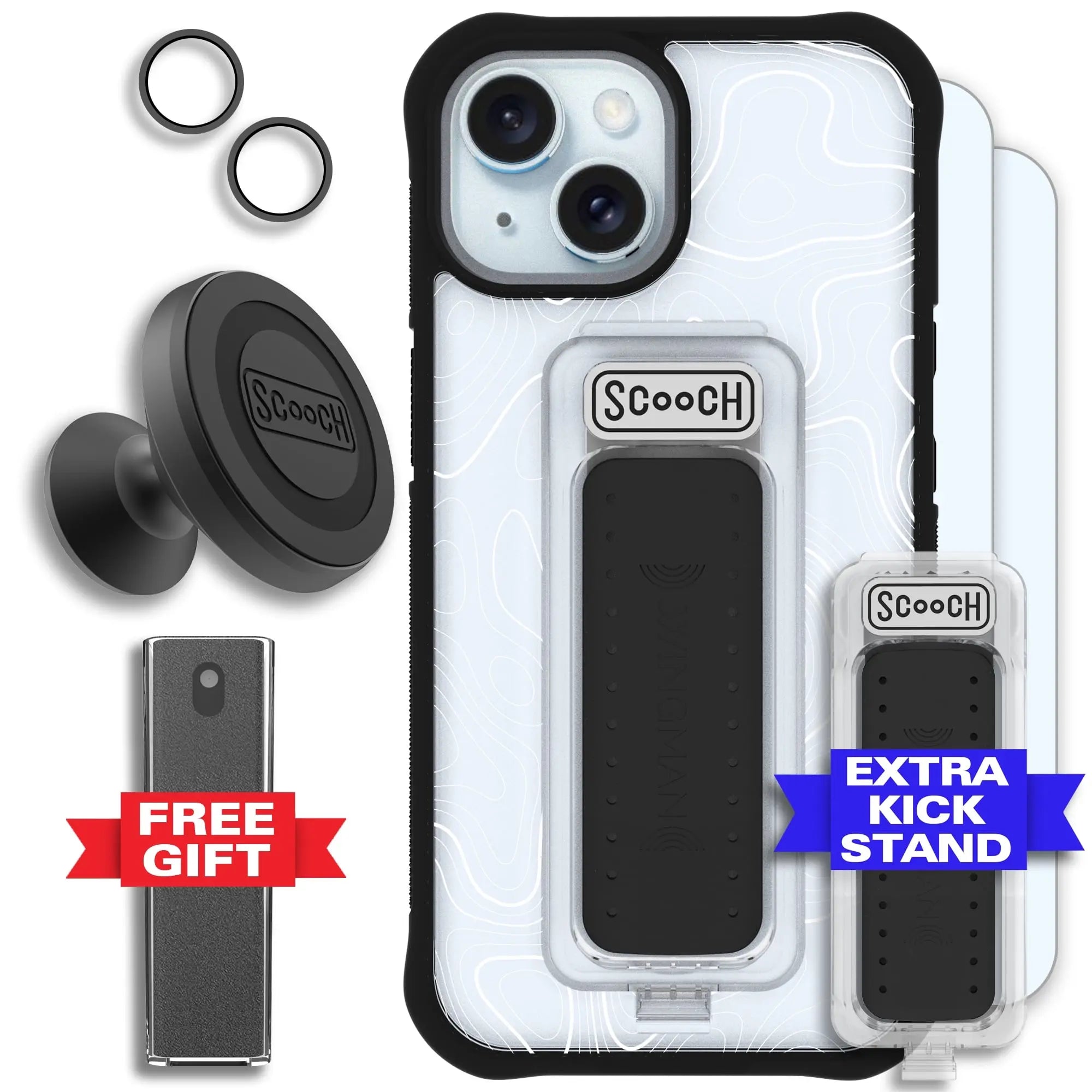 Scooch-Wingman Defender Bundle for iPhone 15-Topography-Black