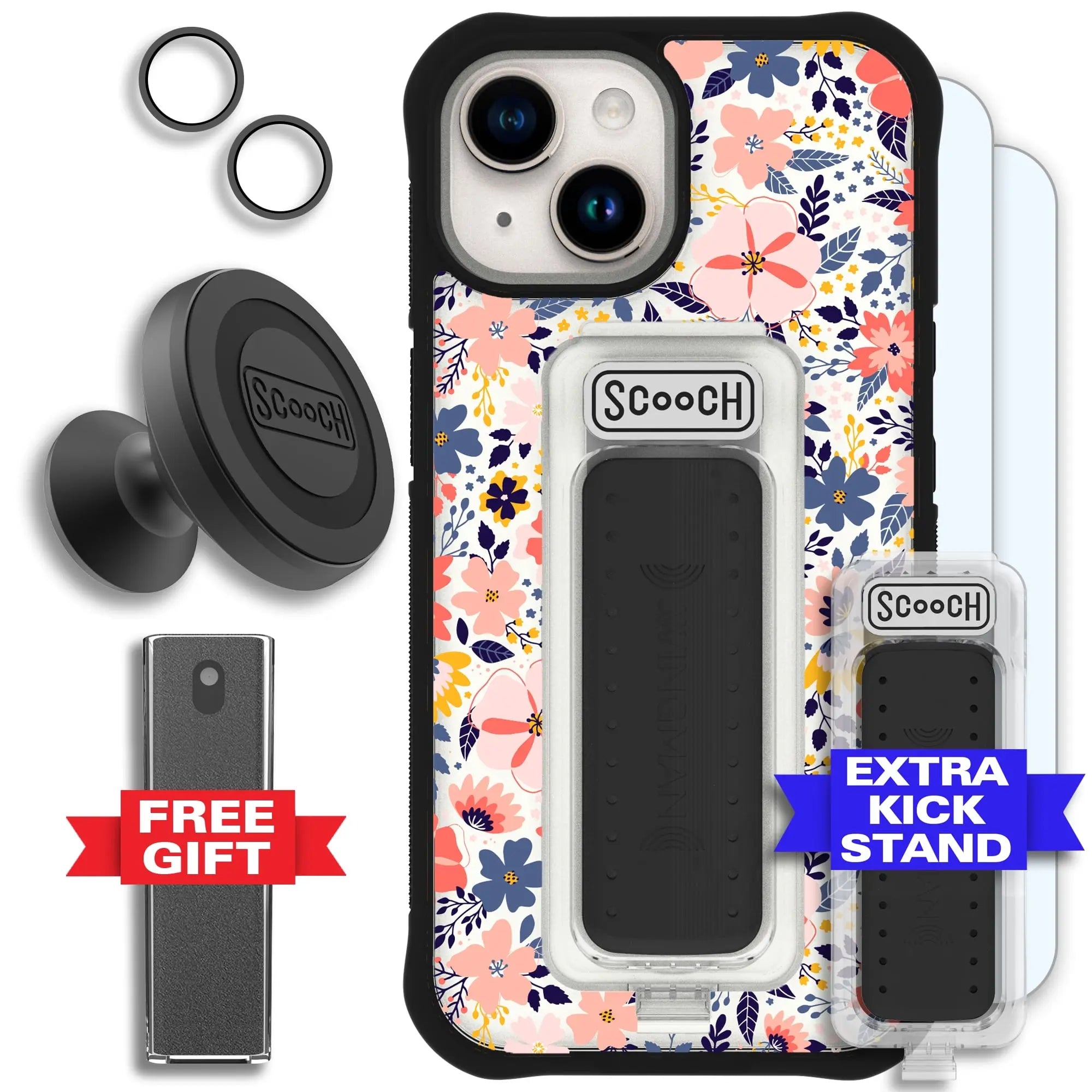 Scooch-Wingman Defender Bundle for iPhone 15-Wildflowers-Black