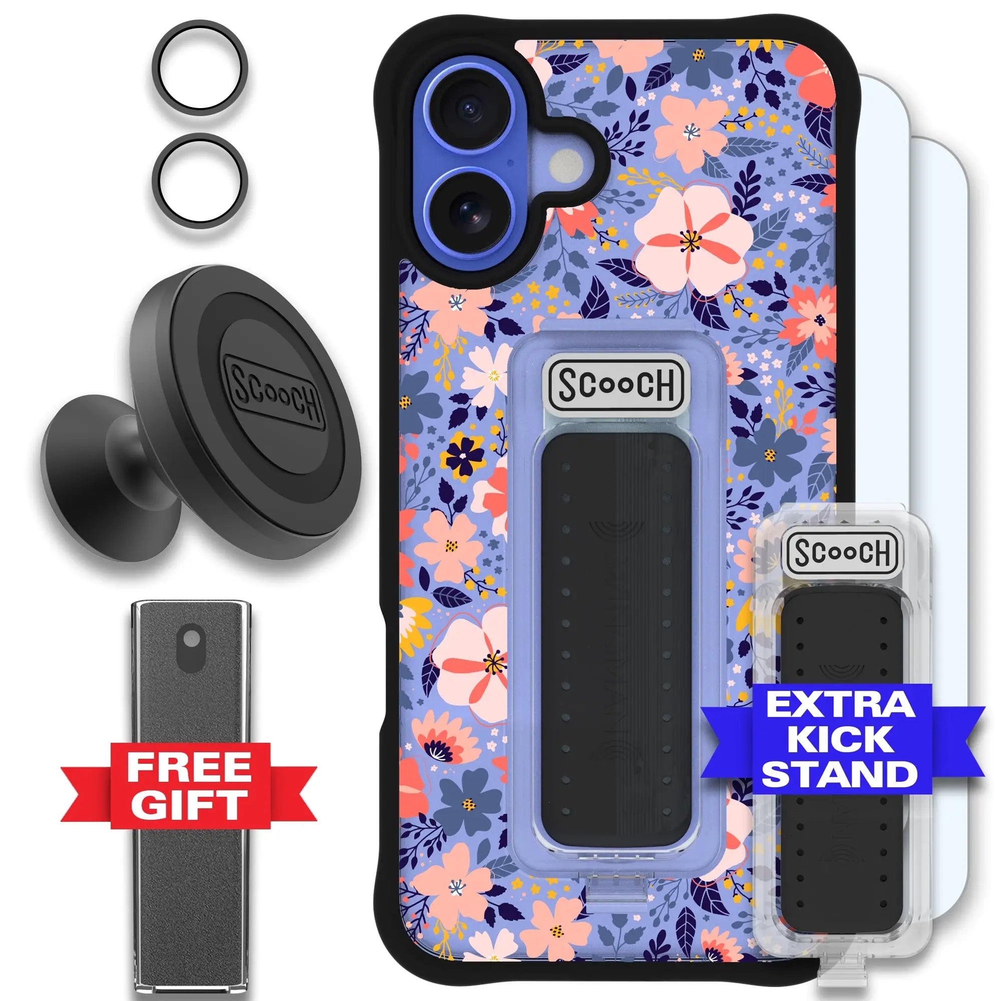 Scooch-Wingman Defender Bundle for iPhone 16 Plus-Wildflowers-Black