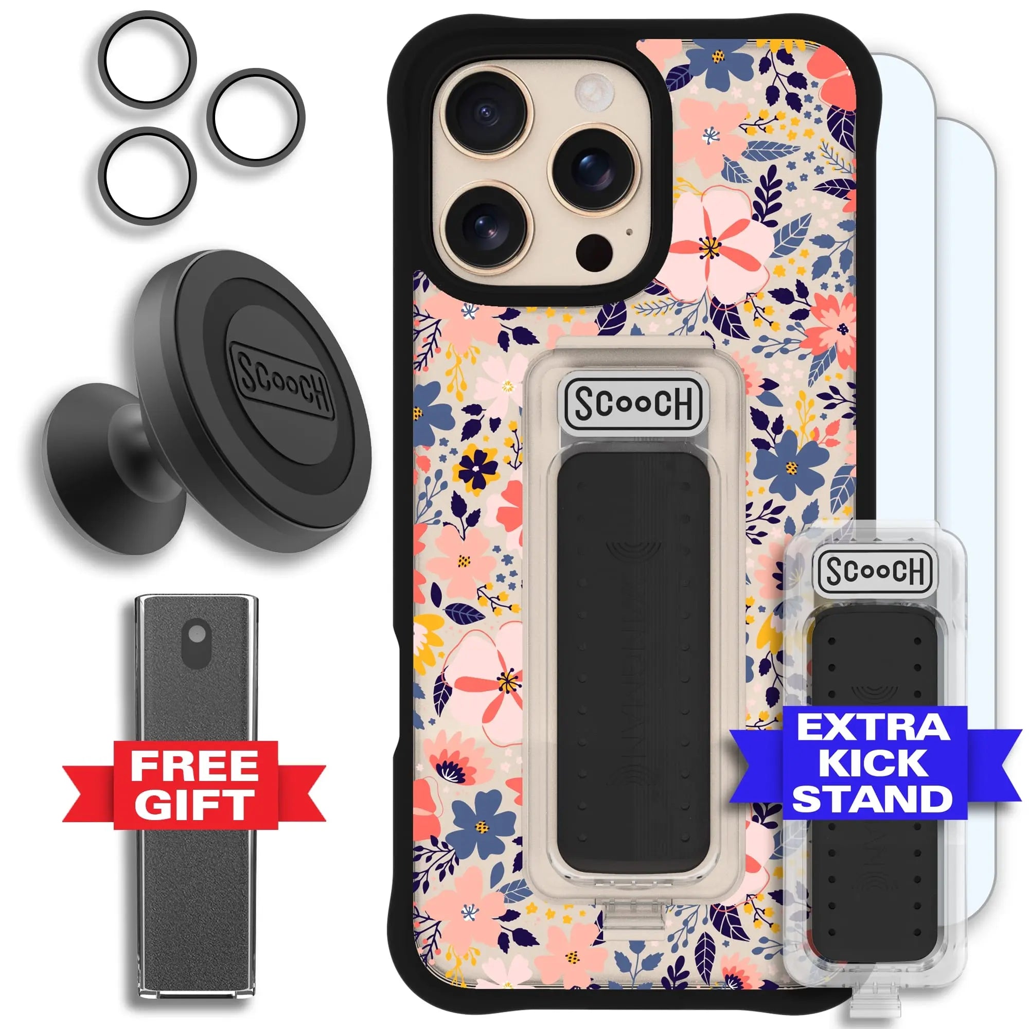 Scooch-Wingman Defender Bundle for iPhone 16 Pro Max-Wildflowers-Black