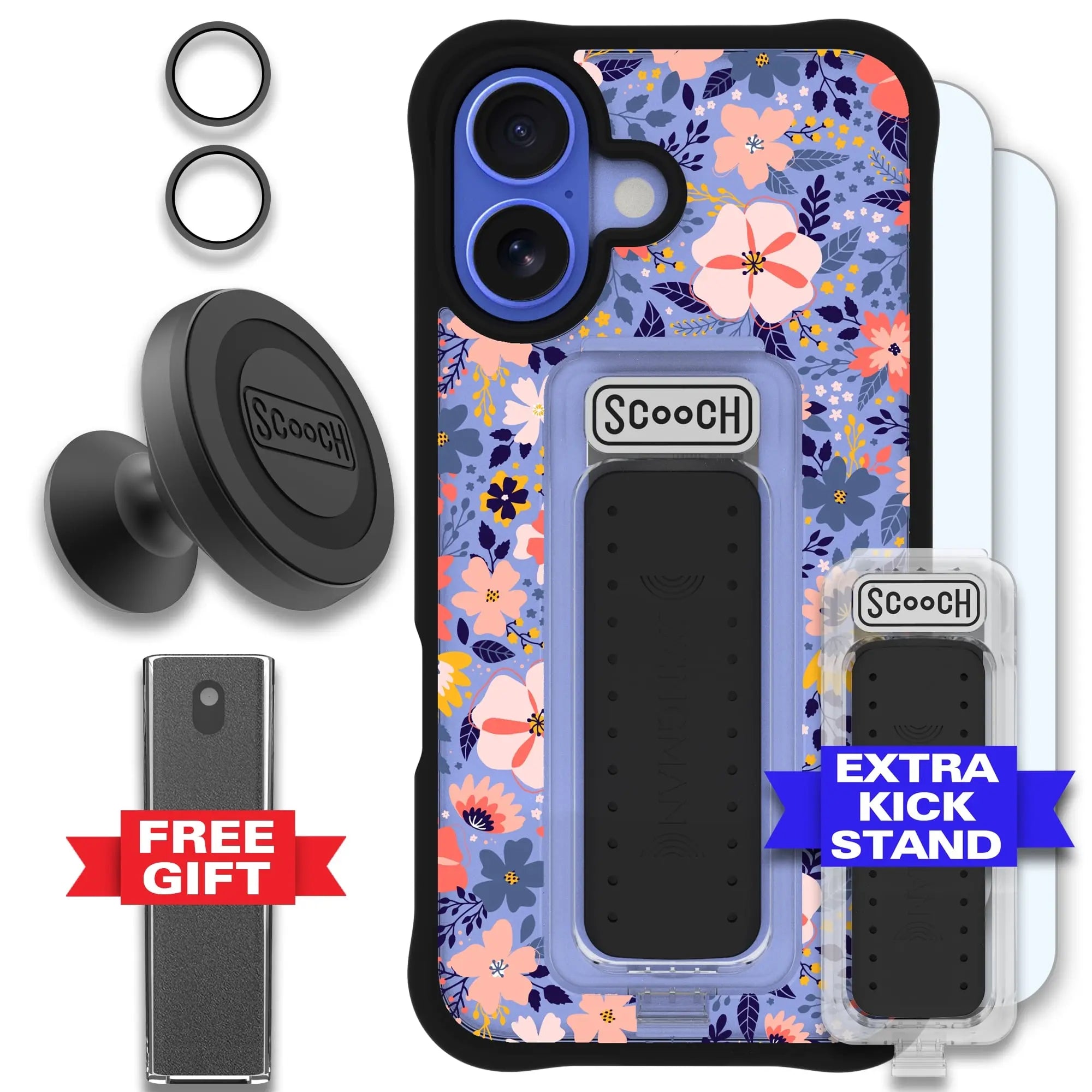 Scooch-Wingman Defender Bundle for iPhone 16-Wildflowers-Black