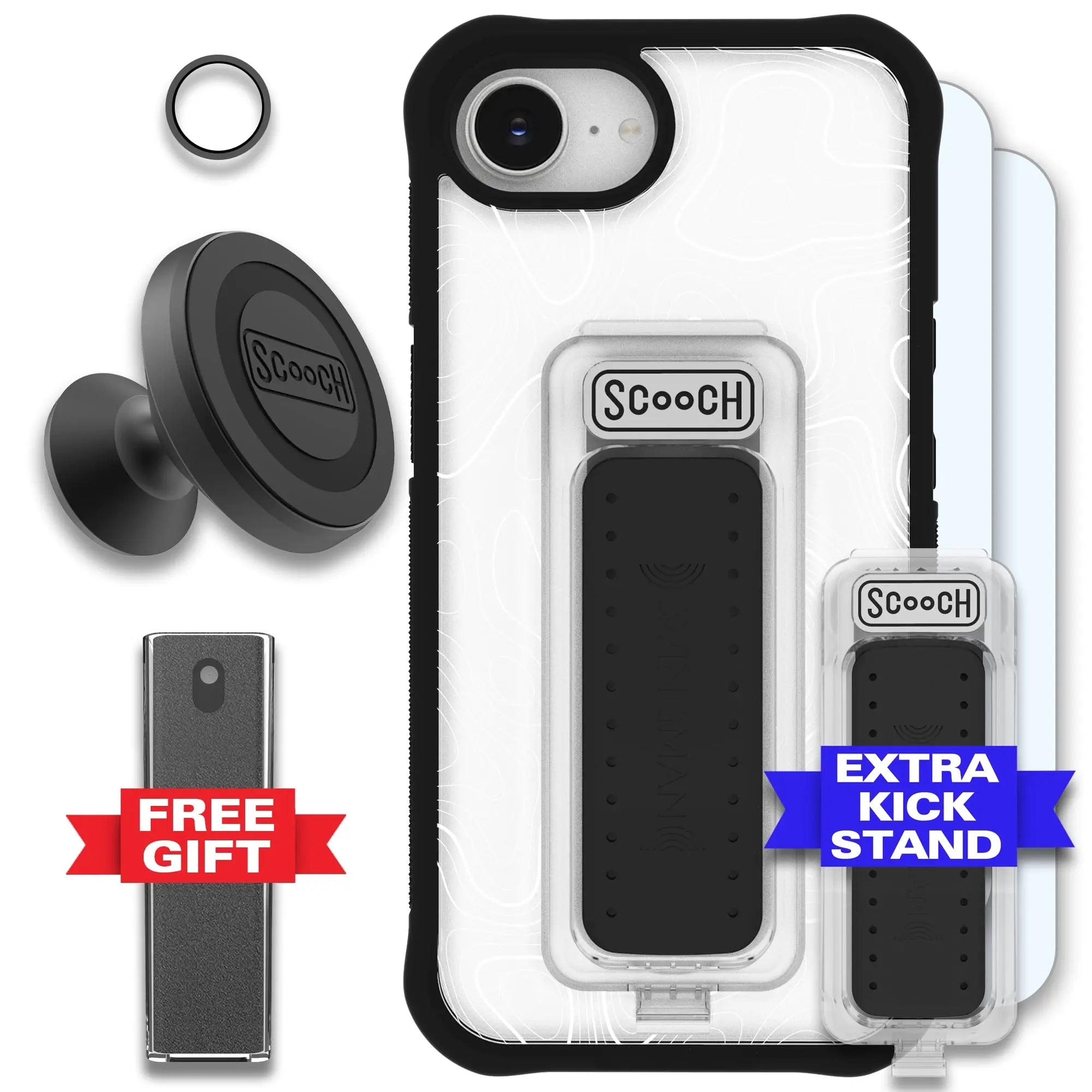 Scooch-Wingman Defender Bundle for iPhone 16e-Topography-Black