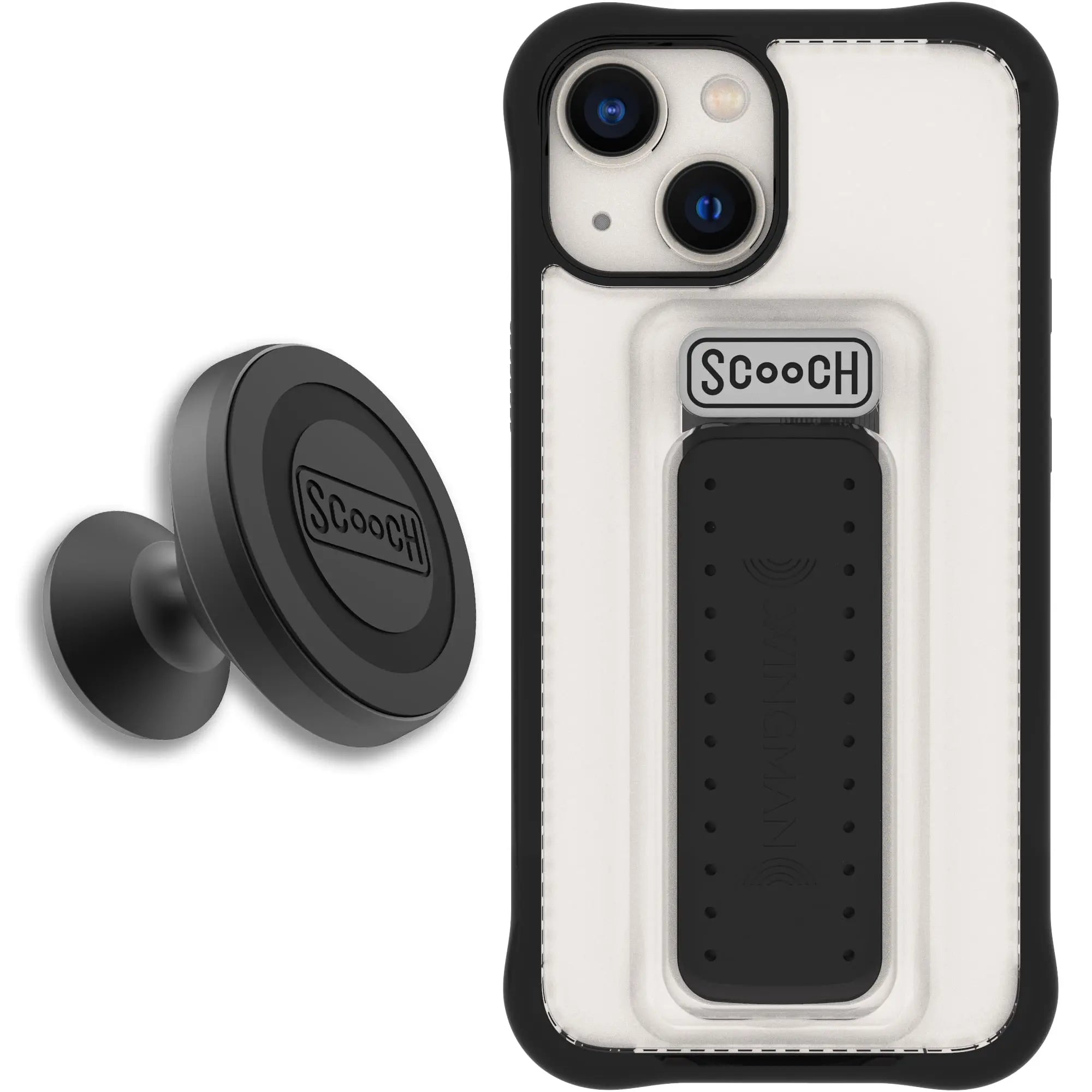 Scooch-Wingman Starter Bundle for iPhone 13 Mini-Tuxedo-Clear