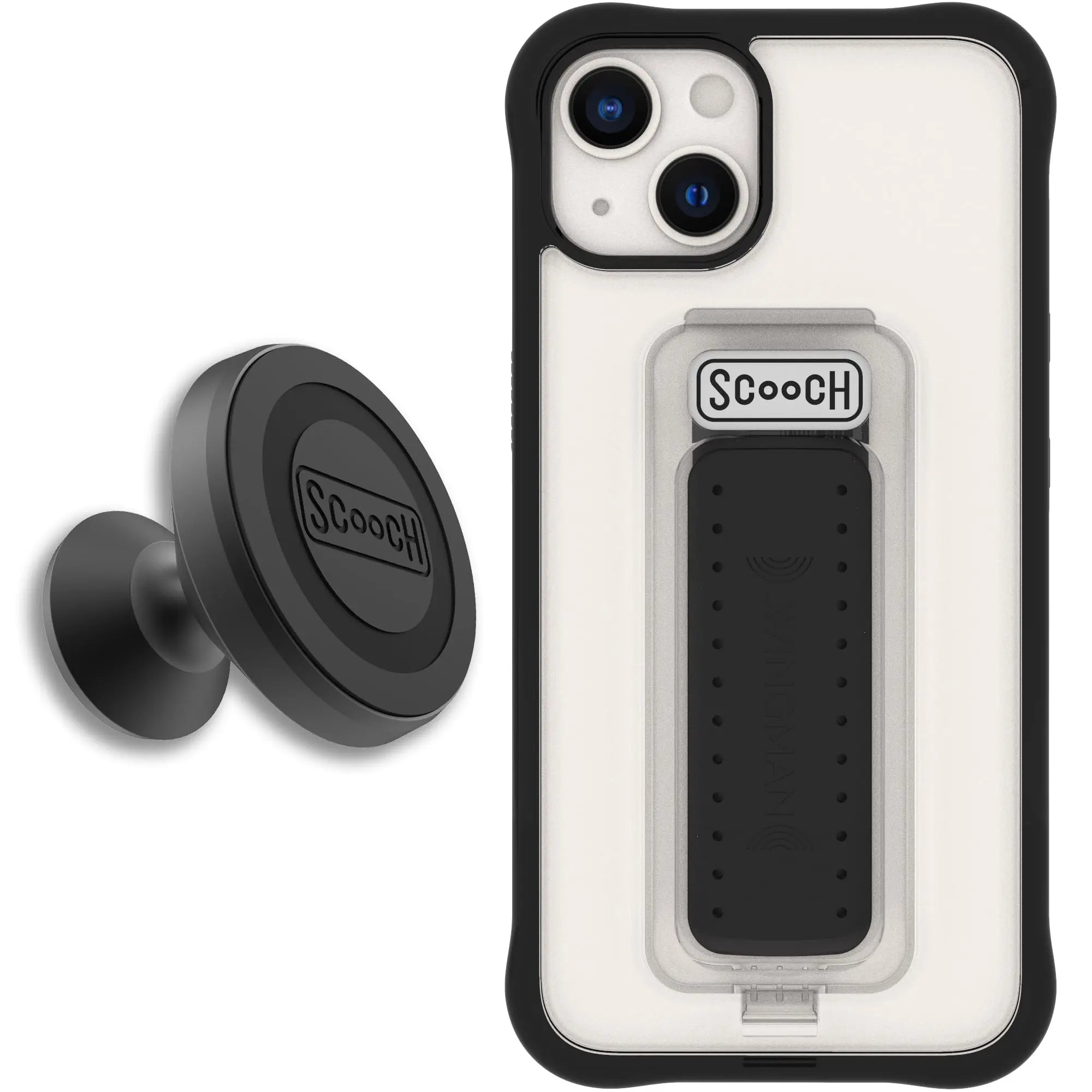 Scooch-Wingman Starter Bundle for iPhone 13-Tuxedo-Clear