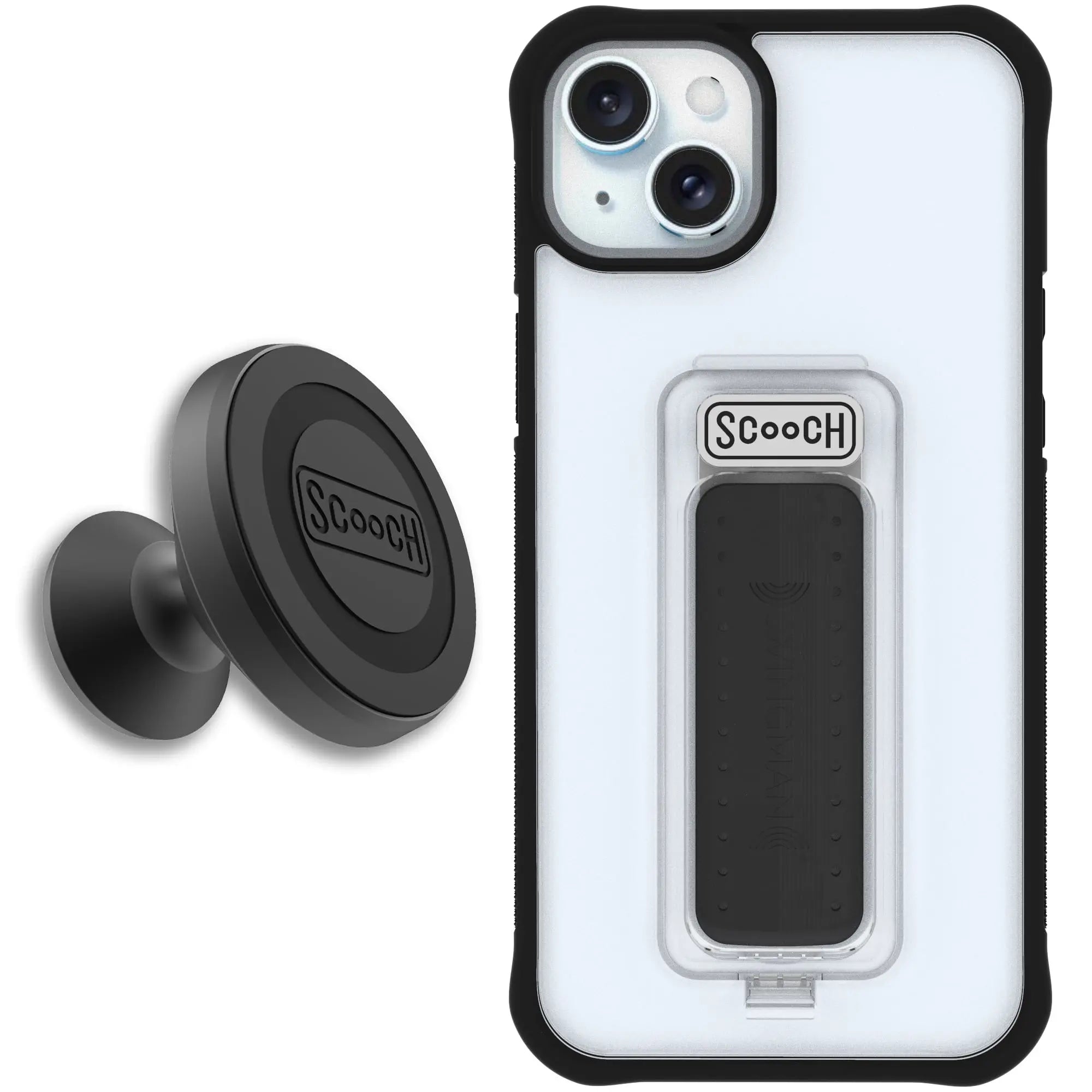 Scooch-Wingman Starter Bundle for iPhone 15 Plus-Tuxedo-Clear