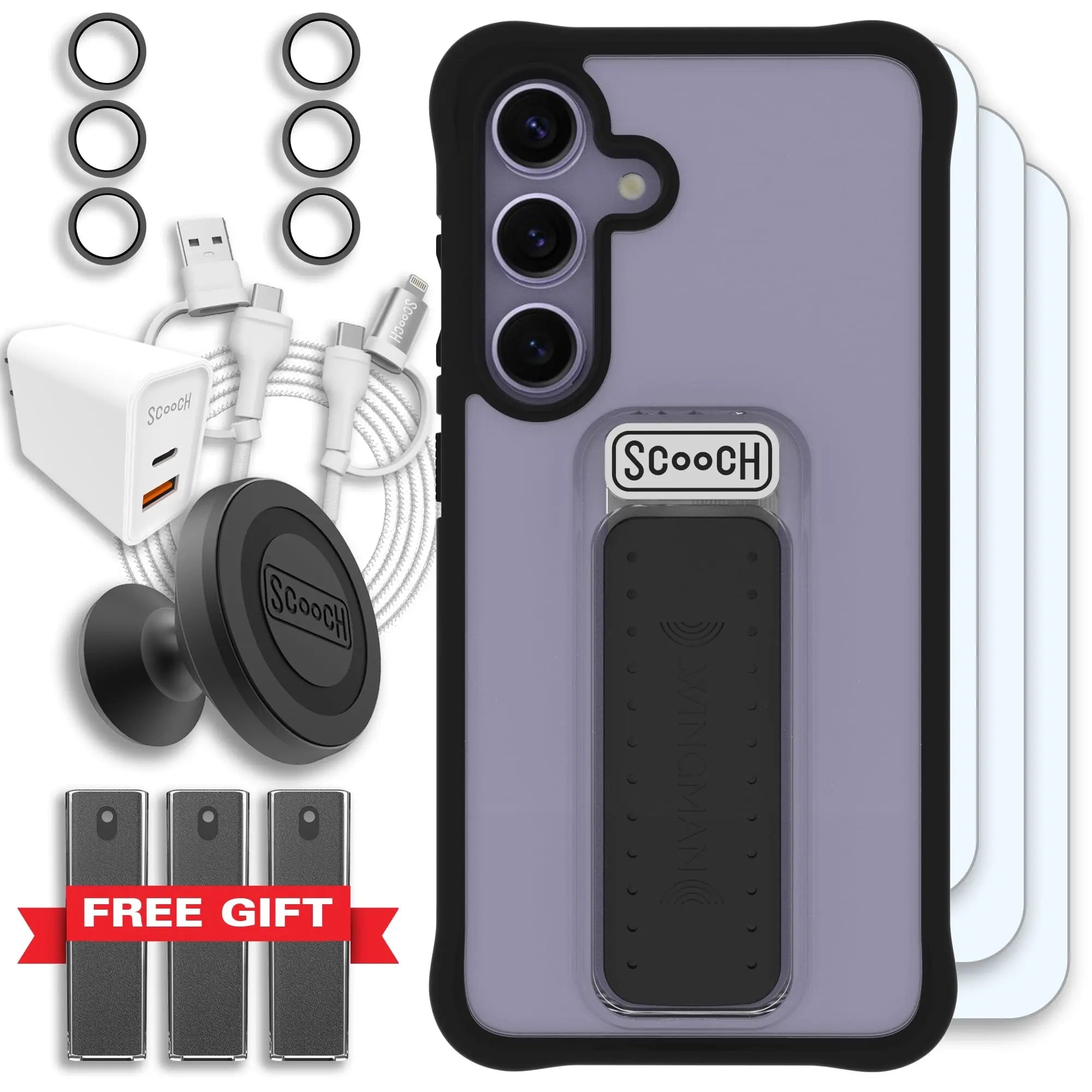 Scooch-Wingman Ultimate Bundle for Samsung Galaxy S24-Tuxedo-Clear