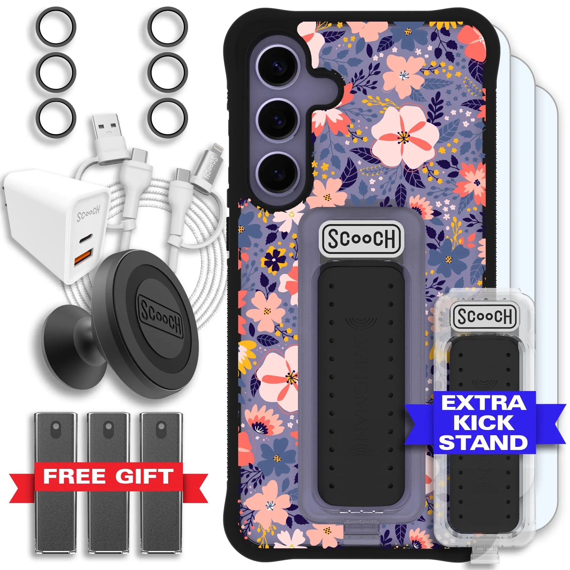 Scooch-Wingman Ultimate Bundle for Samsung Galaxy S24+-Wildflowers-Black