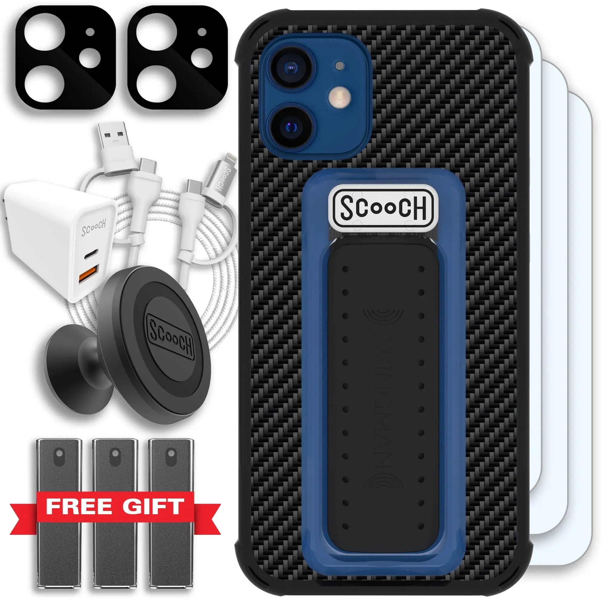 Scooch-Wingman Ultimate Bundle for iPhone 12 Mini-Carbon-Fiber