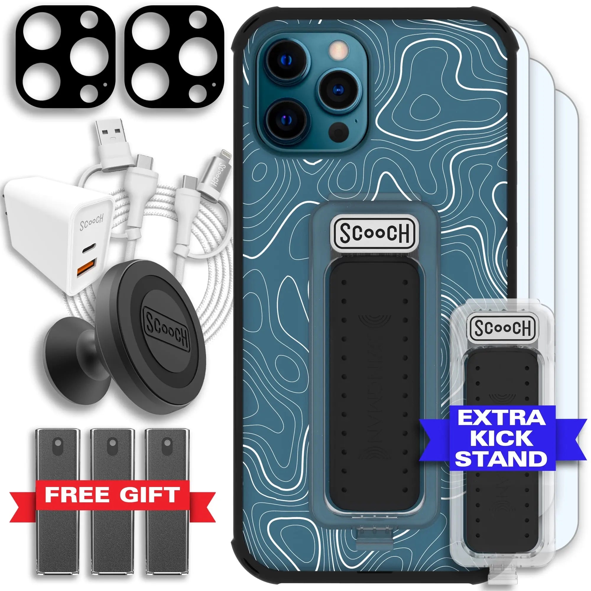 Scooch-Wingman Ultimate Bundle for iPhone 12 Pro-Topography-Black