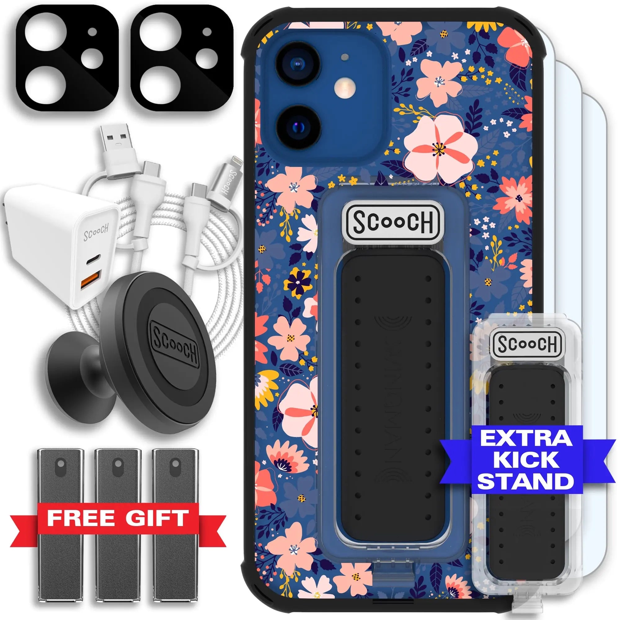 Scooch-Wingman Ultimate Bundle for iPhone 12-Wildflowers-Black