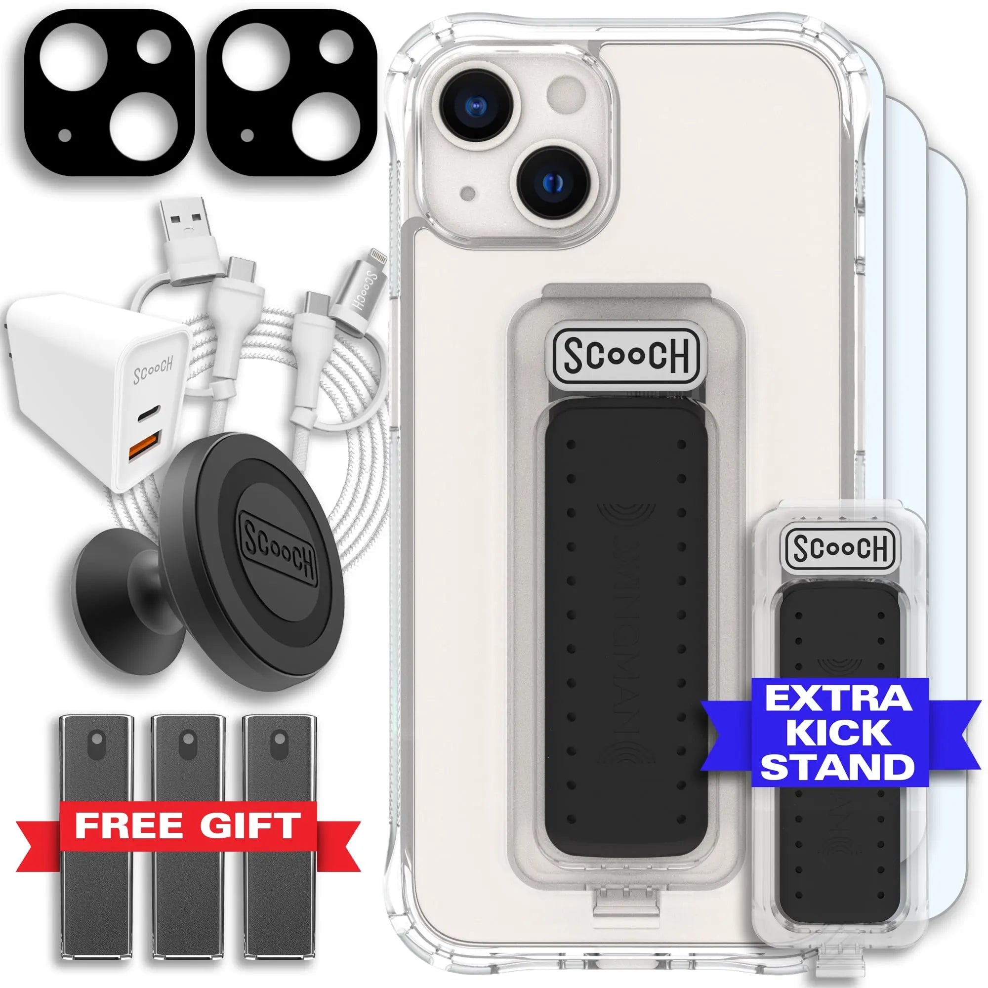 Scooch-Wingman Ultimate Bundle for iPhone 13-Clear-Black