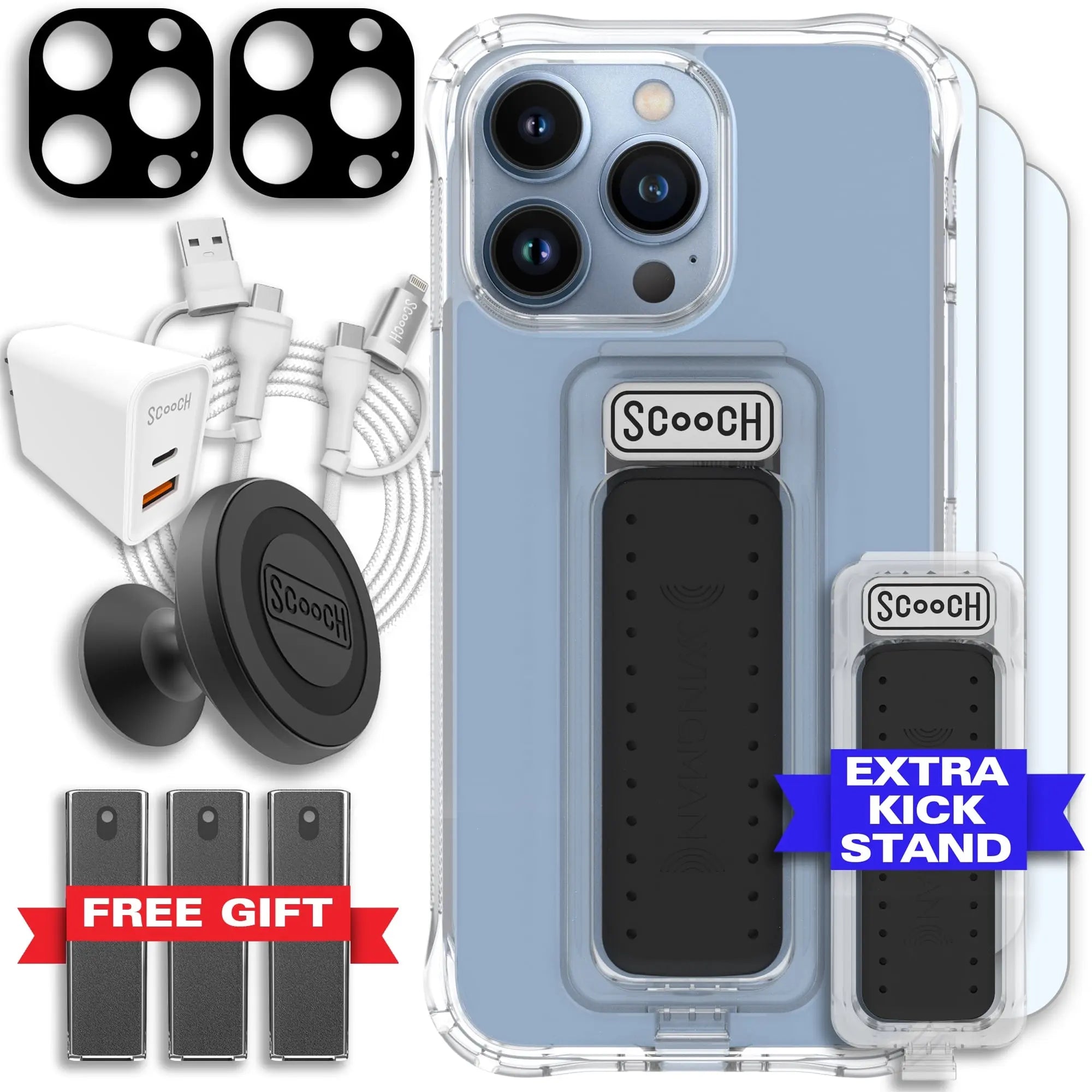 Scooch-Wingman Ultimate Bundle for iPhone 13 Pro-Clear-Black