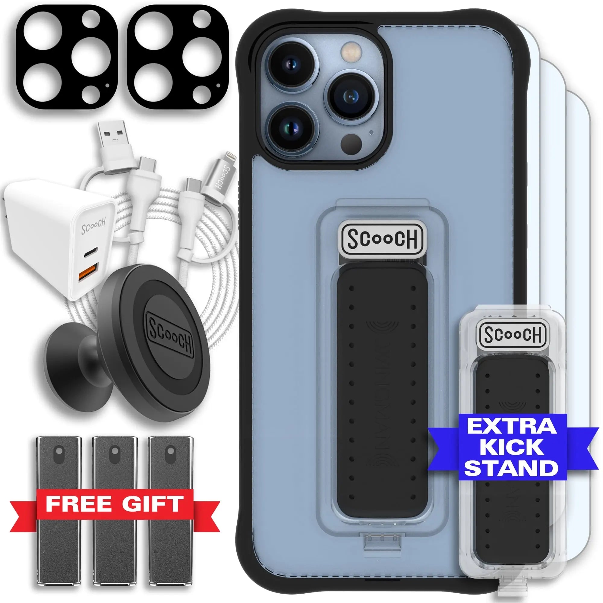 Scooch-Wingman Ultimate Bundle for iPhone 13 Pro Max-Tuxedo-Clear-Black