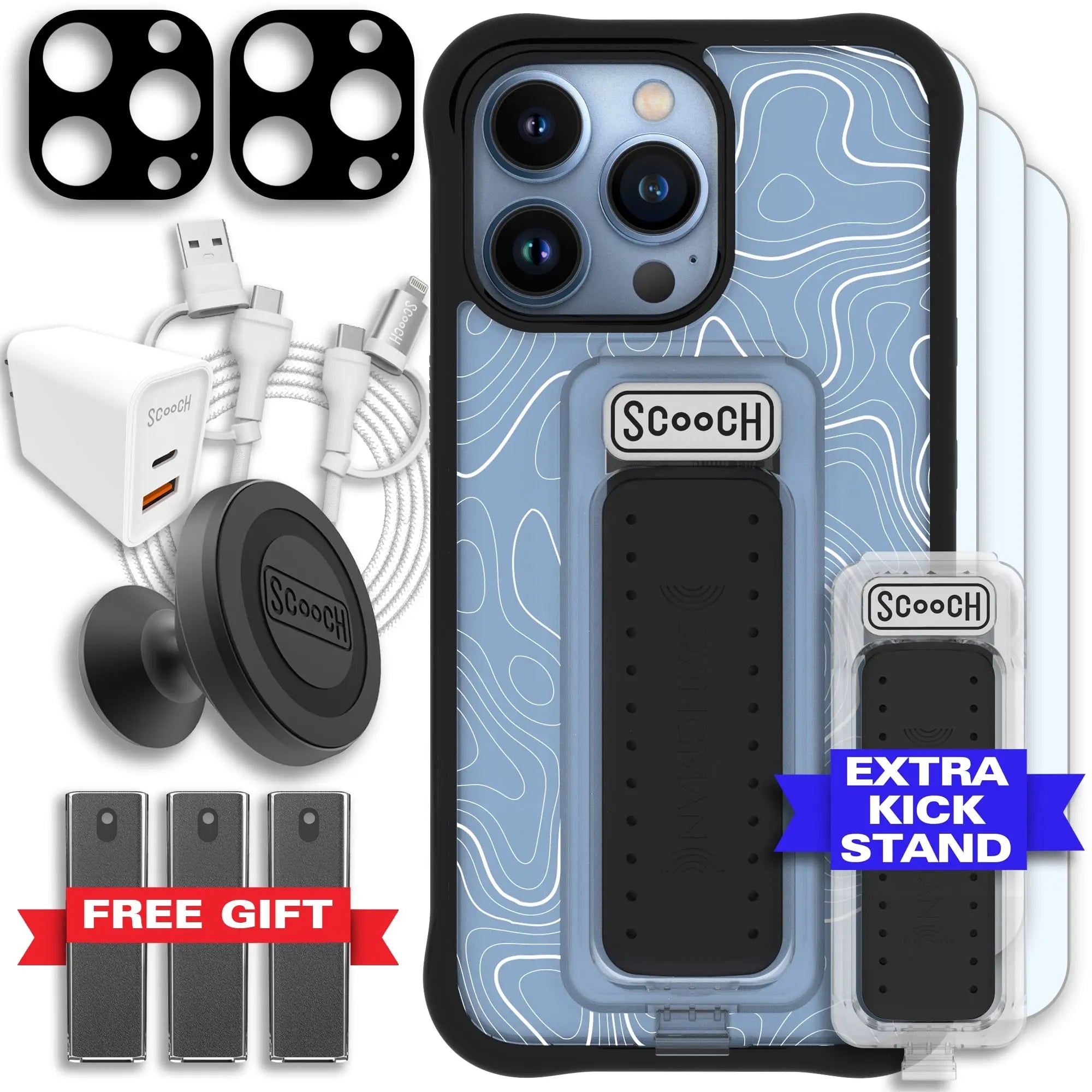 Scooch-Wingman Ultimate Bundle for iPhone 13 Pro-Topography-Black