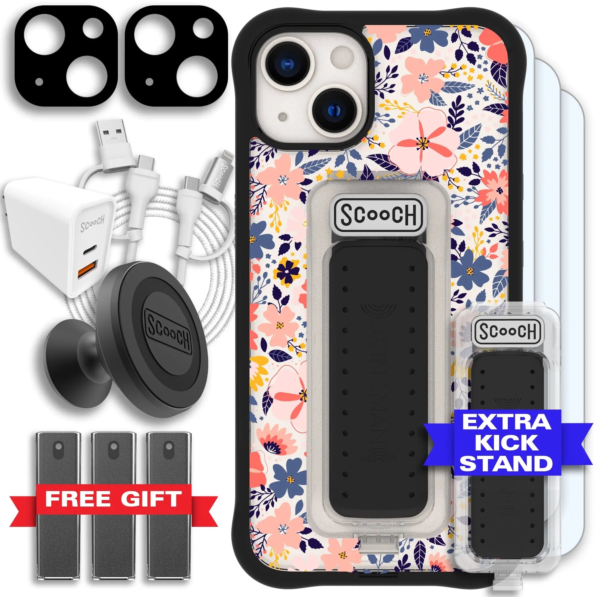 Scooch-Wingman Ultimate Bundle for iPhone 13-Wildflowers-Black