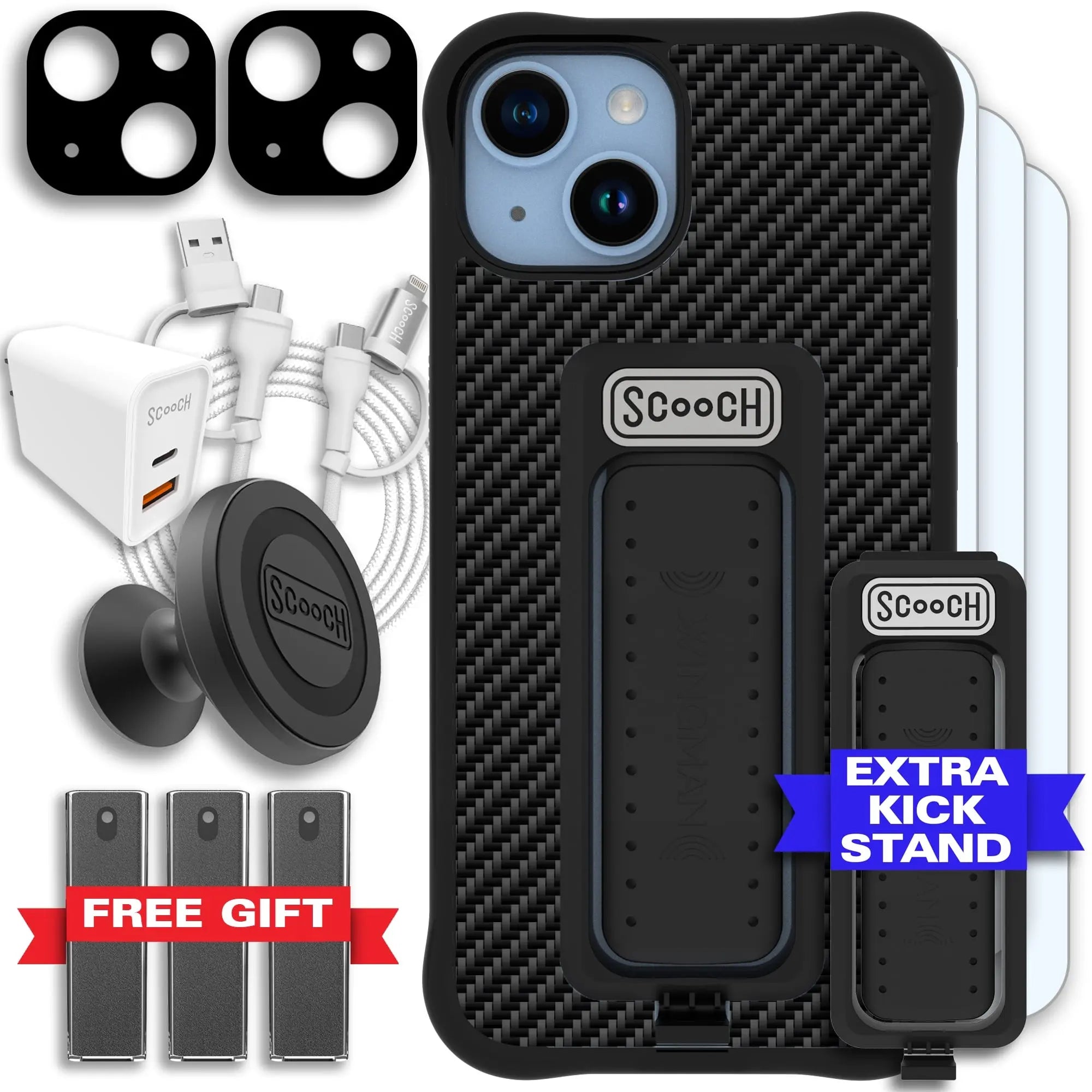 Scooch-Wingman Ultimate Bundle for iPhone 14-Carbon-Fiber-Black