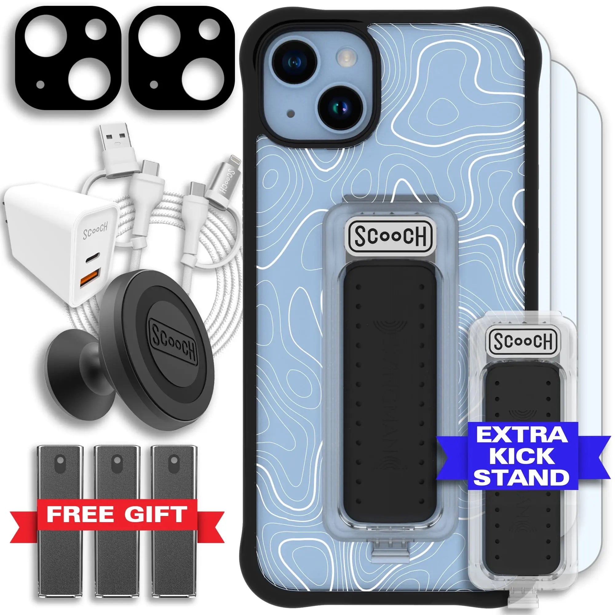 Scooch-Wingman Ultimate Bundle for iPhone 14 Plus-Topography-Black