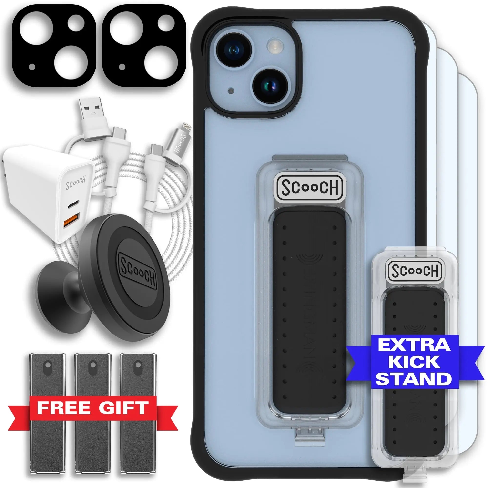 Scooch-Wingman Ultimate Bundle for iPhone 14 Plus-Tuxedo-Clear-Black