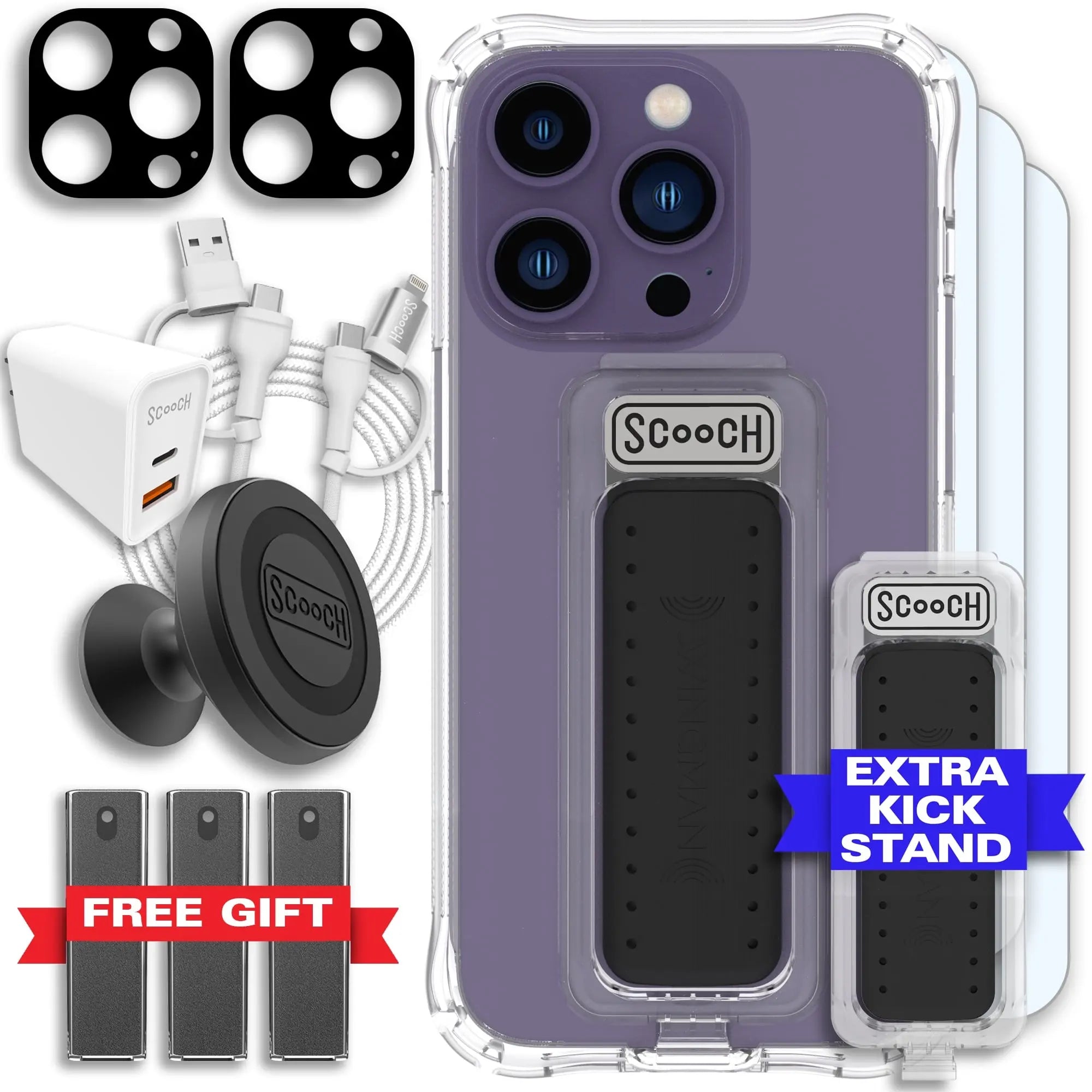 Scooch-Wingman Ultimate Bundle for iPhone 14 Pro-Clear-Black