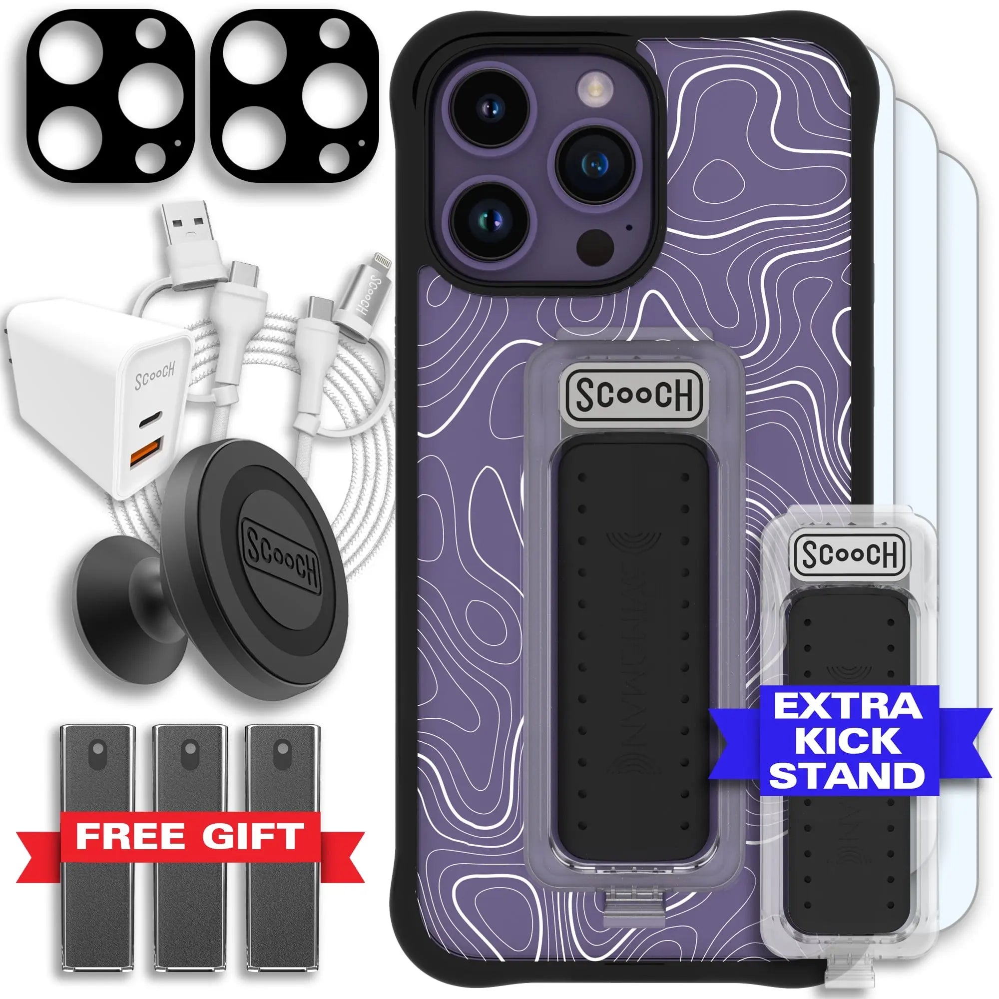 Scooch-Wingman Ultimate Bundle for iPhone 14 Pro Max-Topography-Black