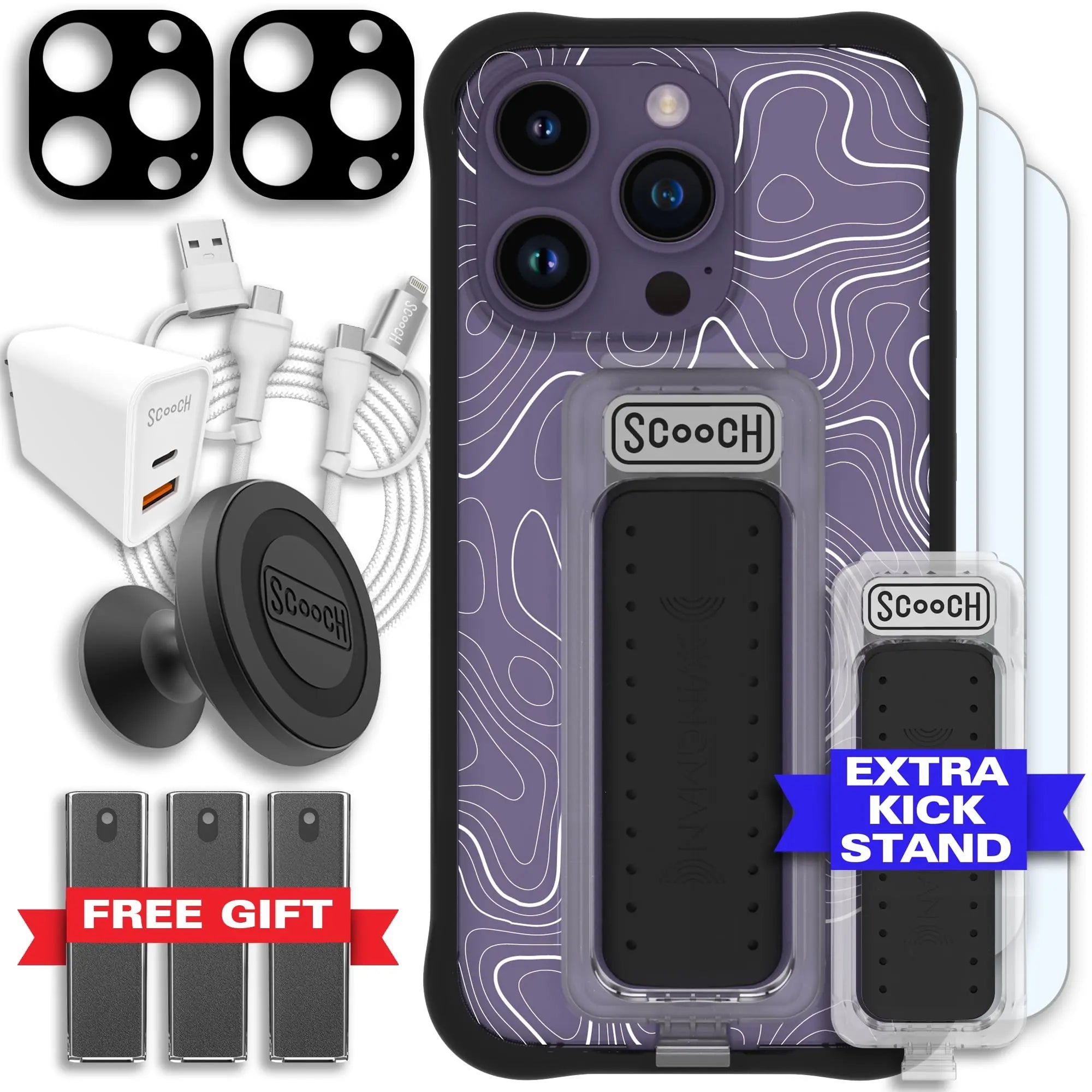 Scooch-Wingman Ultimate Bundle for iPhone 14 Pro-Topography-Black