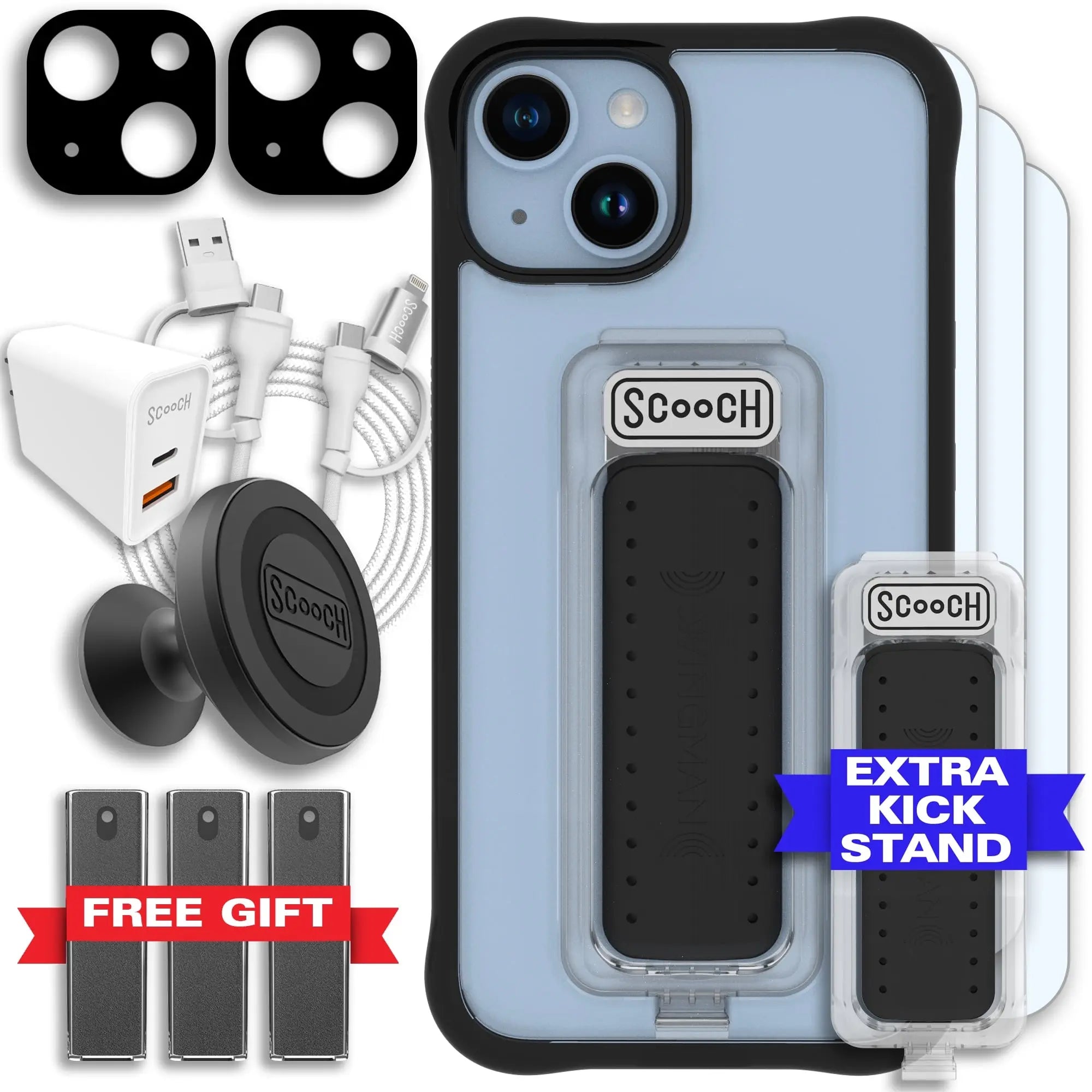 Scooch-Wingman Ultimate Bundle for iPhone 14-Tuxedo-Clear-Black