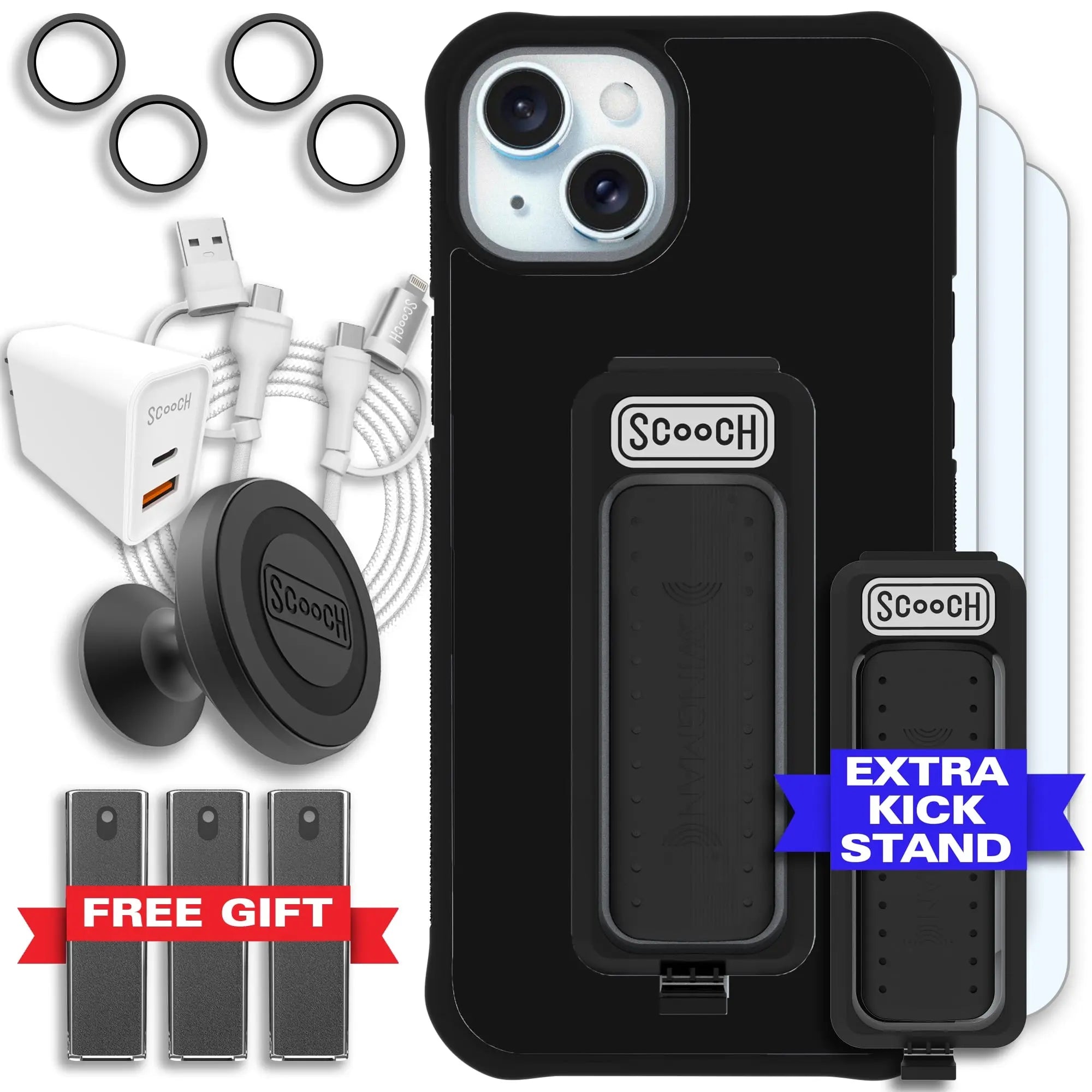 Scooch-Wingman Ultimate Bundle for iPhone 15 Plus-Black-Black