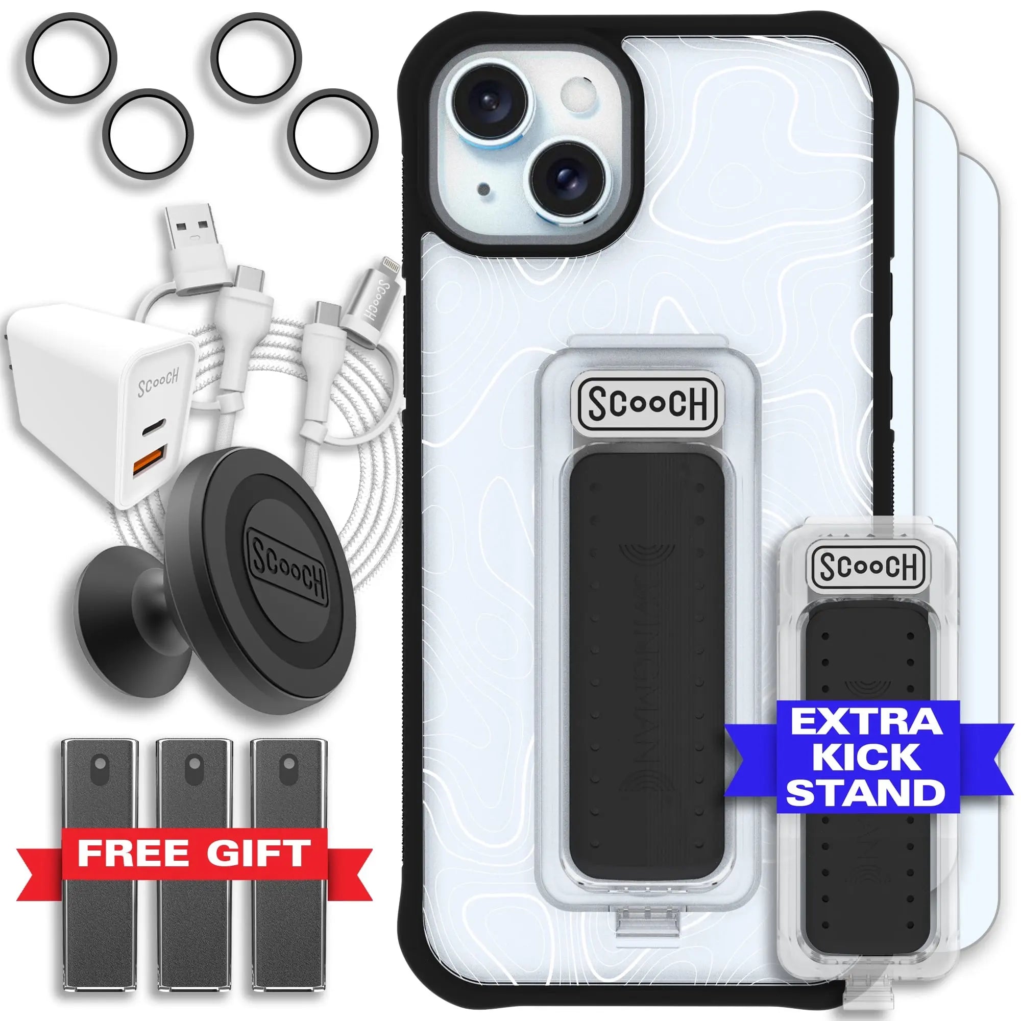 Scooch-Wingman Ultimate Bundle for iPhone 15 Plus-Topography-Black