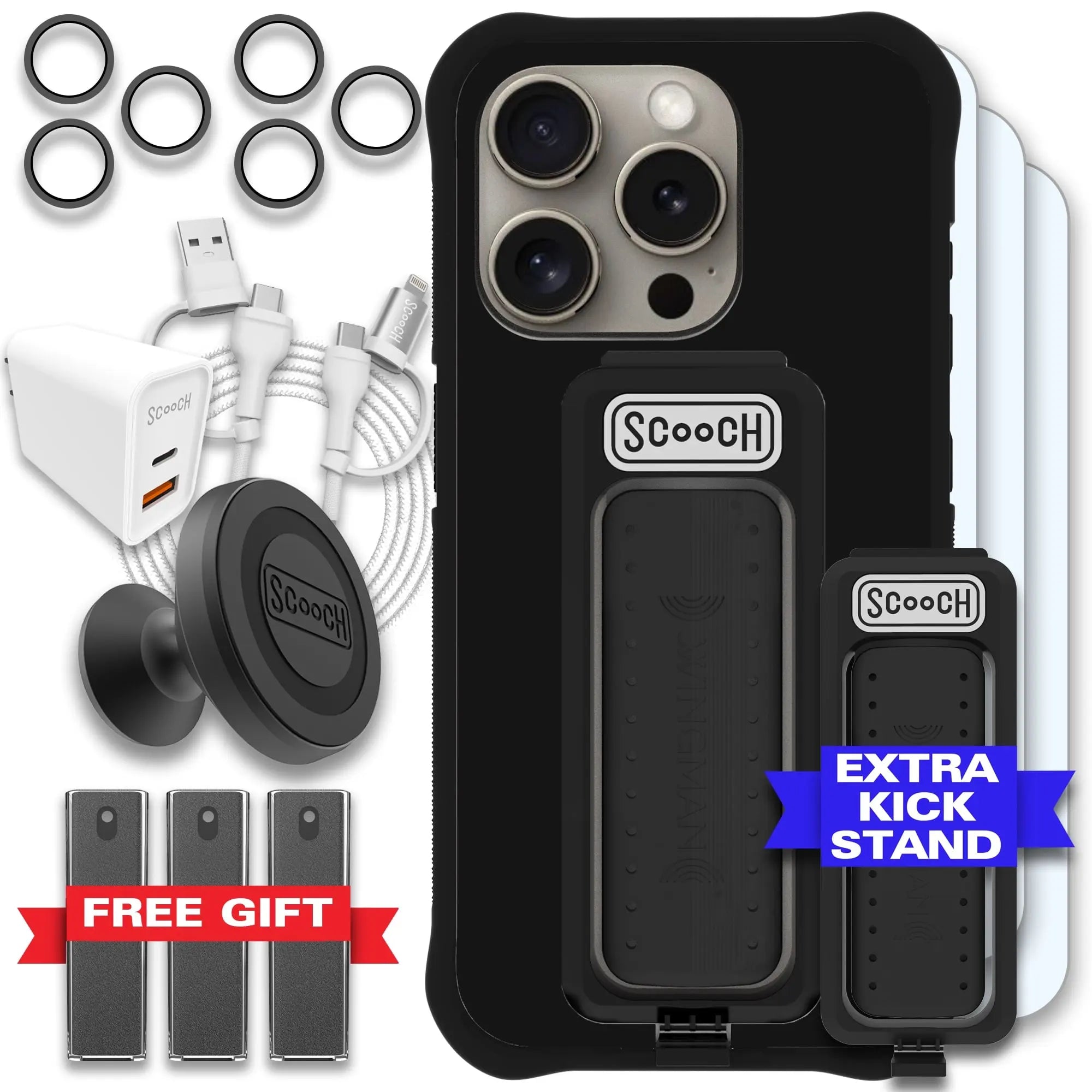 Scooch-Wingman Ultimate Bundle for iPhone 15 Pro-Black-Black