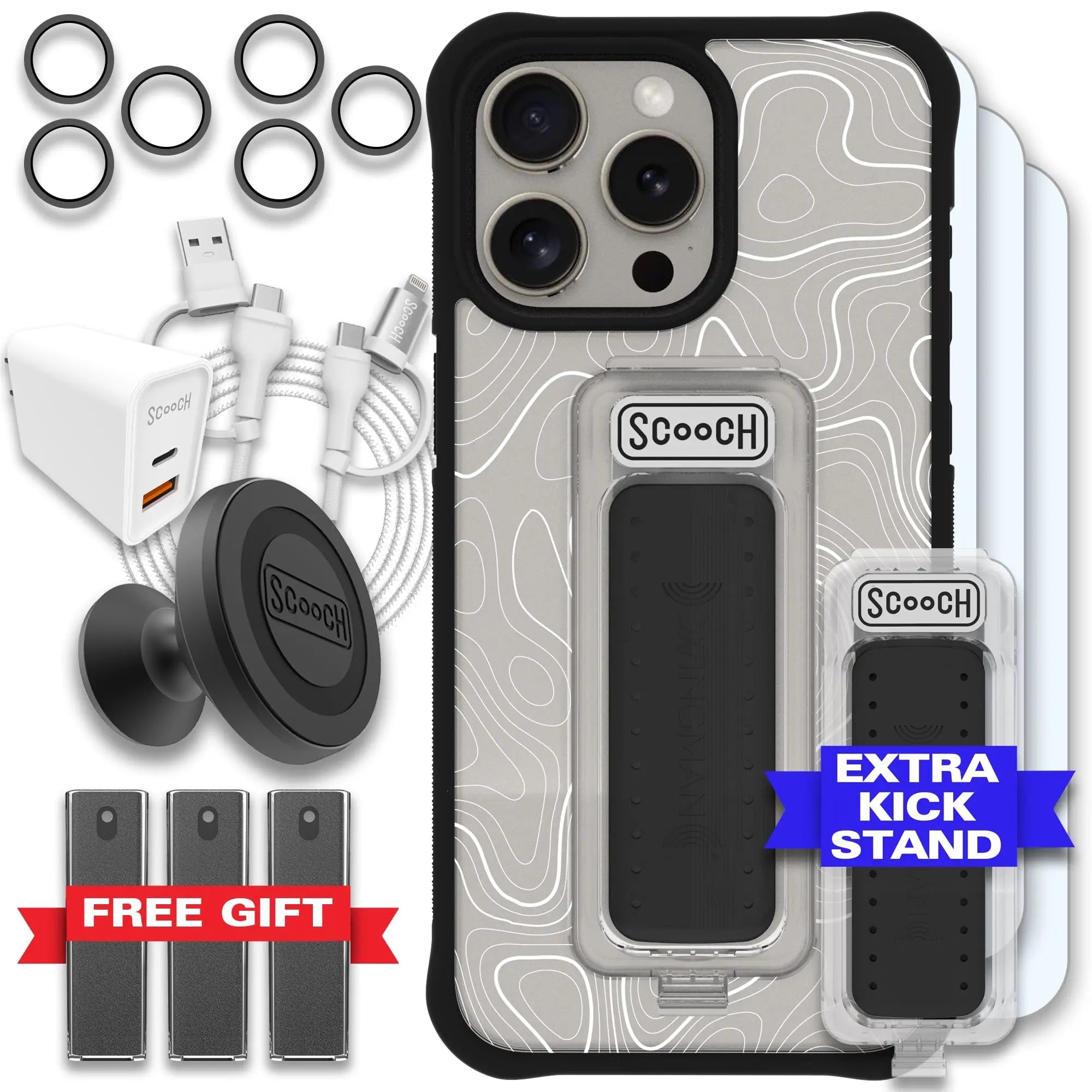 Scooch-Wingman Ultimate Bundle for iPhone 15 Pro Max-Topography-Black