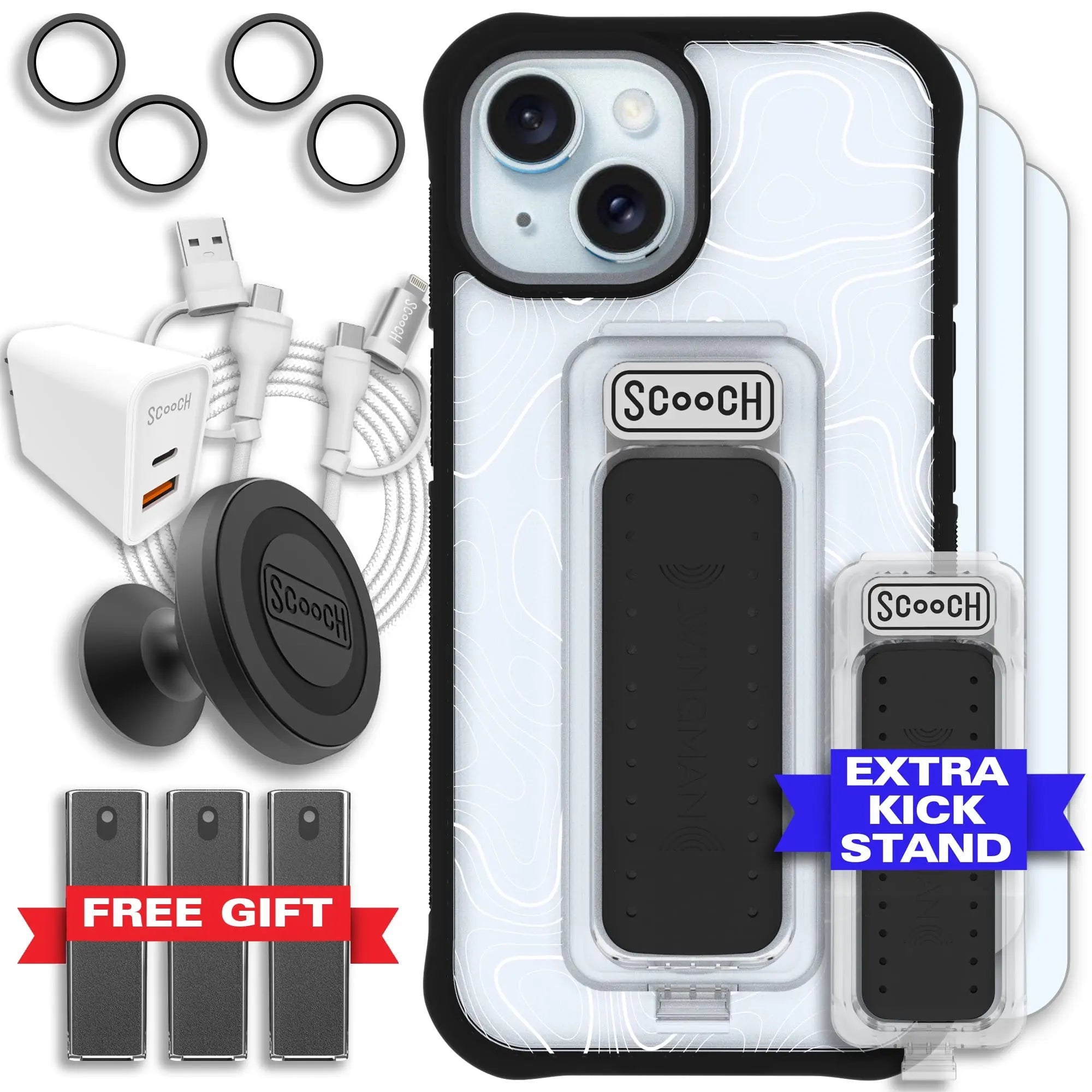 Scooch-Wingman Ultimate Bundle for iPhone 15-Topography-Black