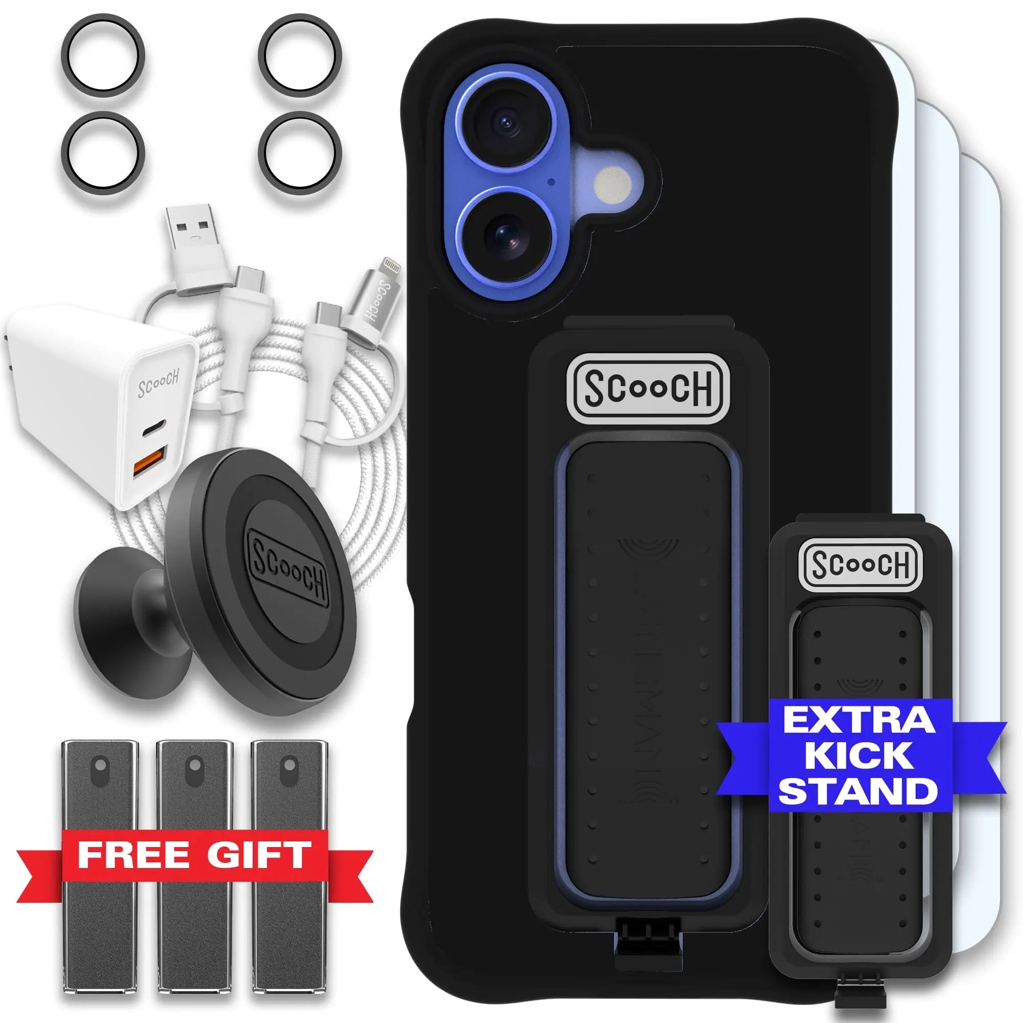 Scooch-Wingman Ultimate Bundle for iPhone 16-Black-Black