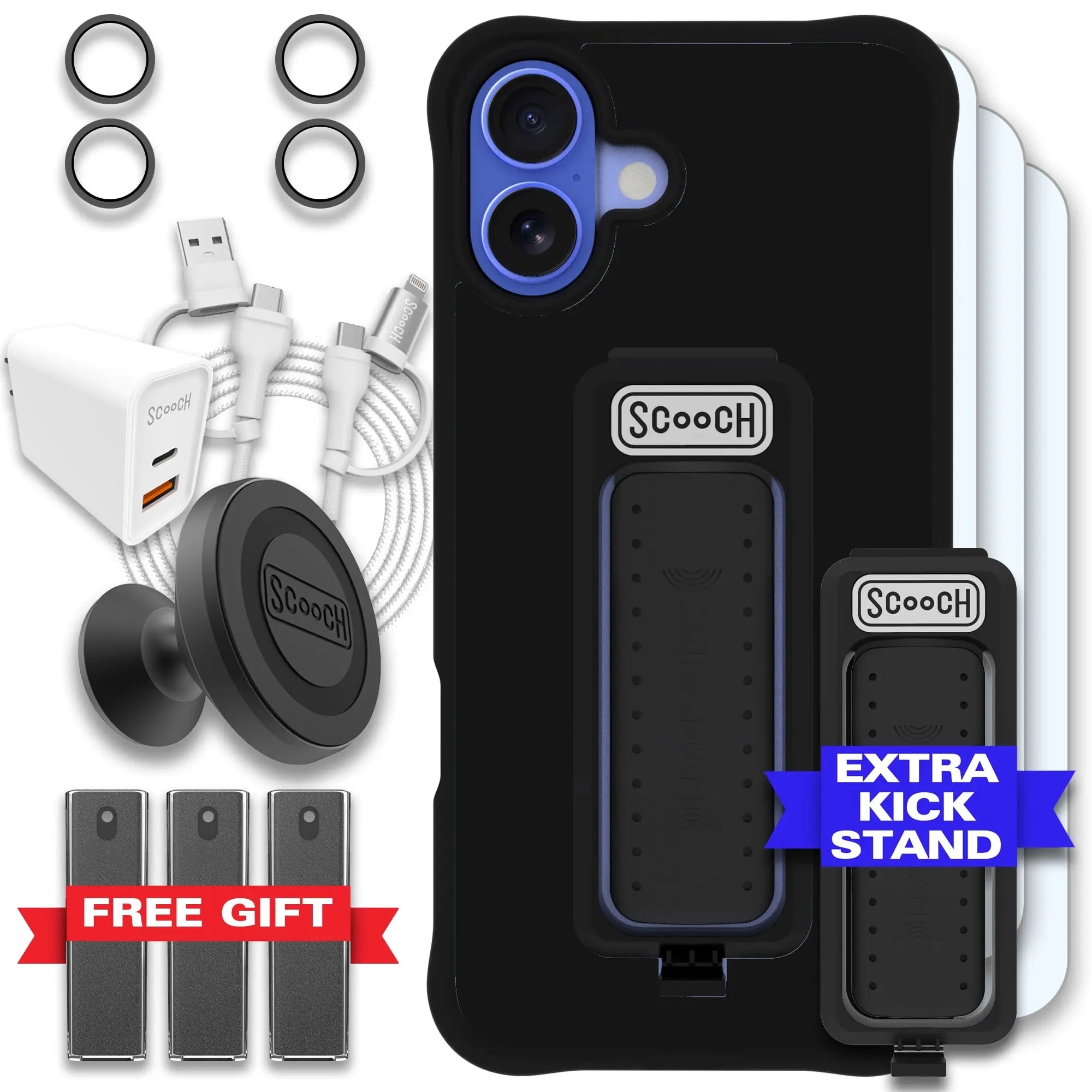 Scooch-Wingman Ultimate Bundle for iPhone 16 Plus-Black-Black