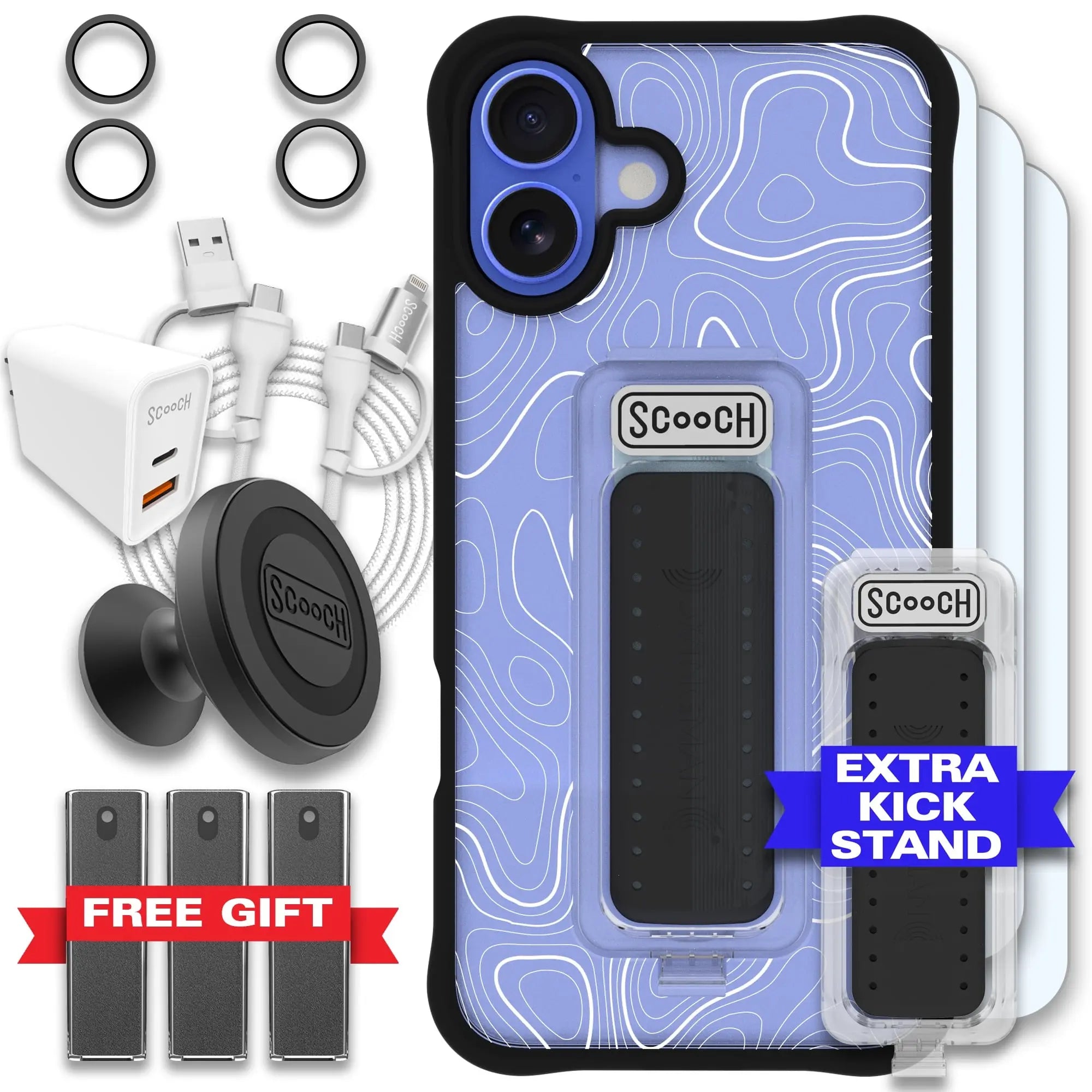 Scooch-Wingman Ultimate Bundle for iPhone 16 Plus-Topography-Black