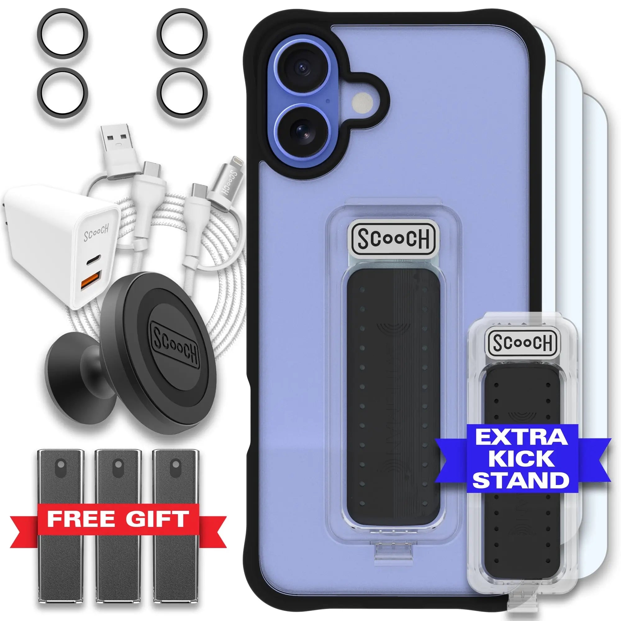 Scooch-Wingman Ultimate Bundle for iPhone 16 Plus-Tuxedo-Clear-Black