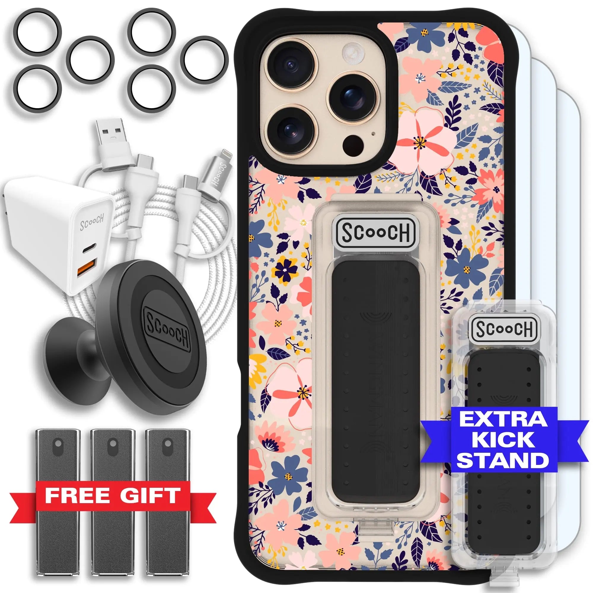 Scooch-Wingman Ultimate Bundle for iPhone 16 Pro Max-Wildflowers-Black