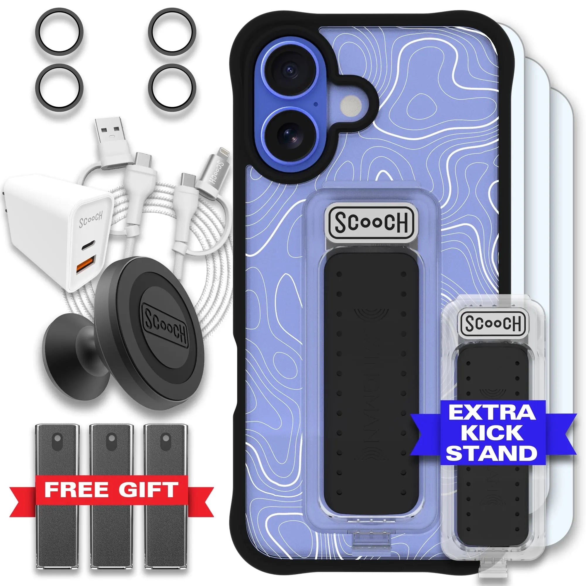 Scooch-Wingman Ultimate Bundle for iPhone 16-Topography-Black