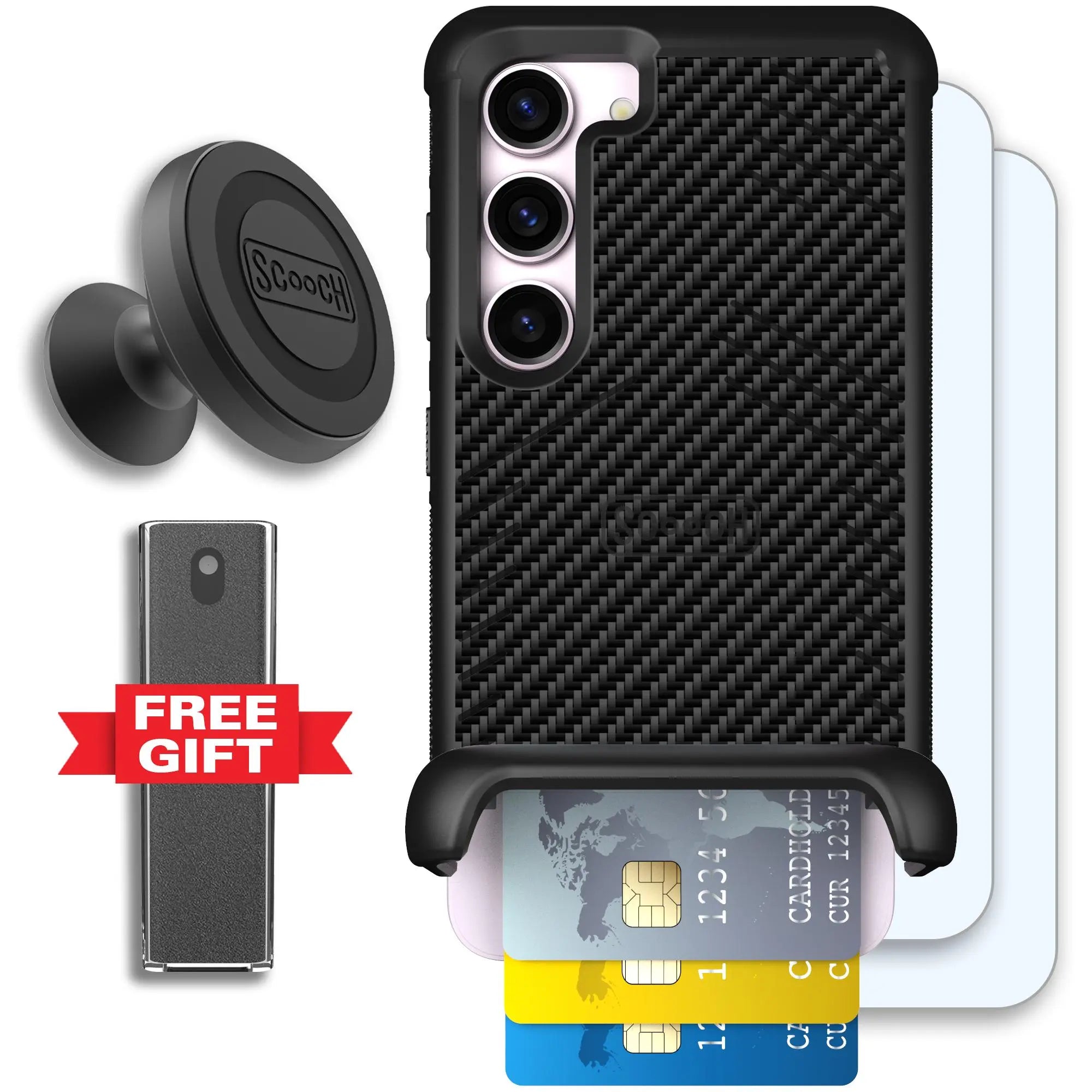 Scooch-Wingmate Defender Bundle for Samsung Galaxy S23-Carbon-Fiber