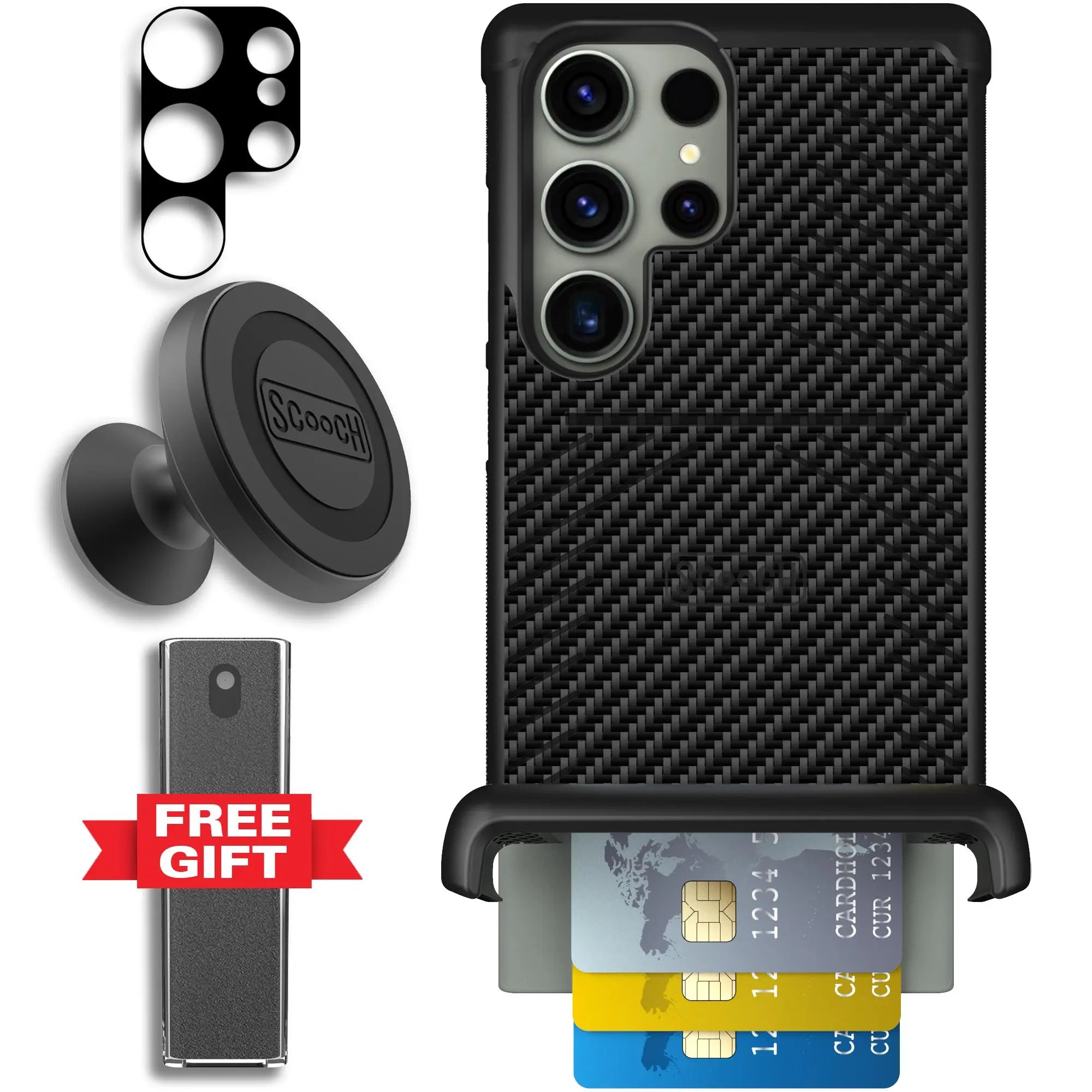 Scooch-Wingmate Defender Bundle for Samsung Galaxy S23 Ultra-Carbon-Fiber