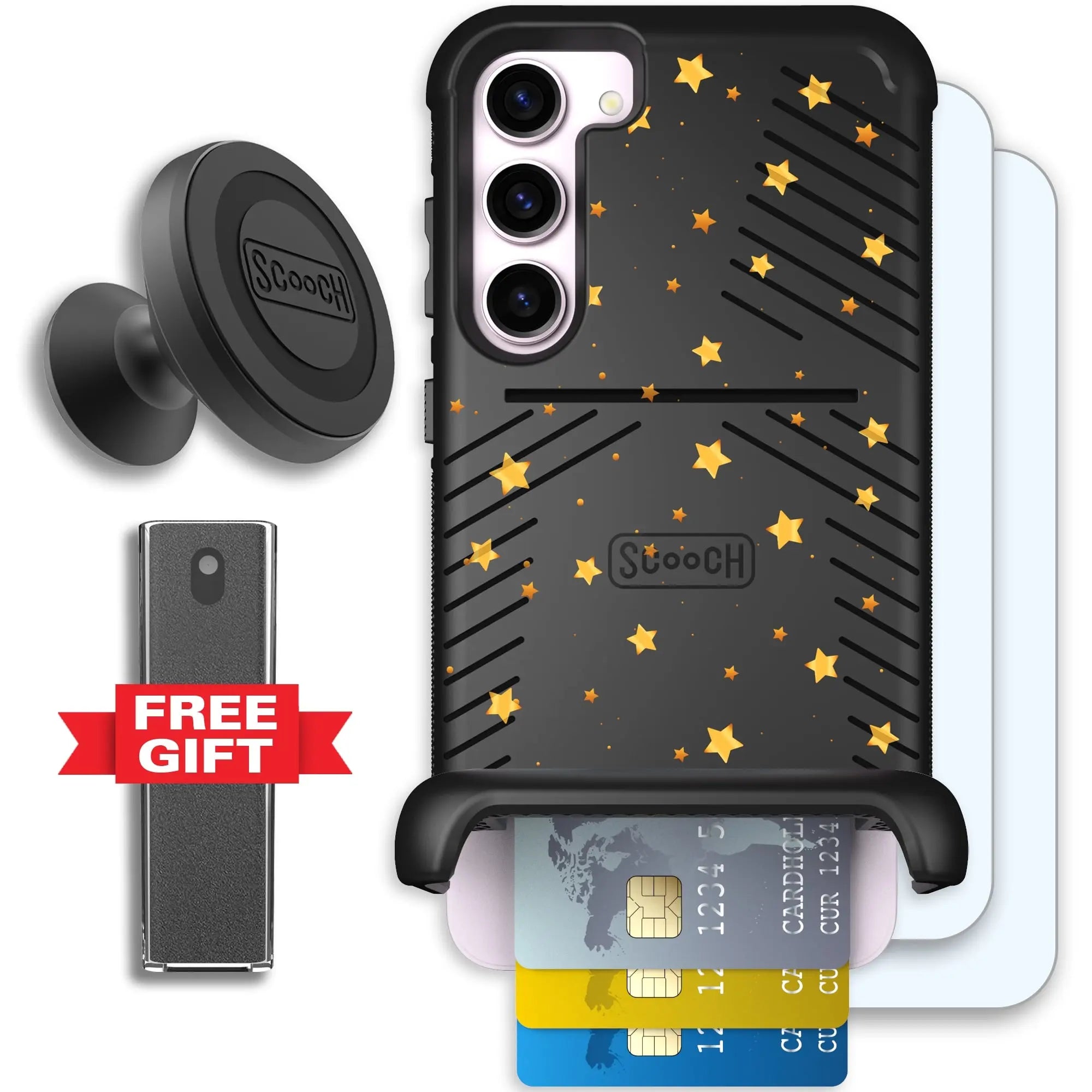 Scooch-Wingmate Defender Bundle for Samsung Galaxy S23+-Gold-Stars