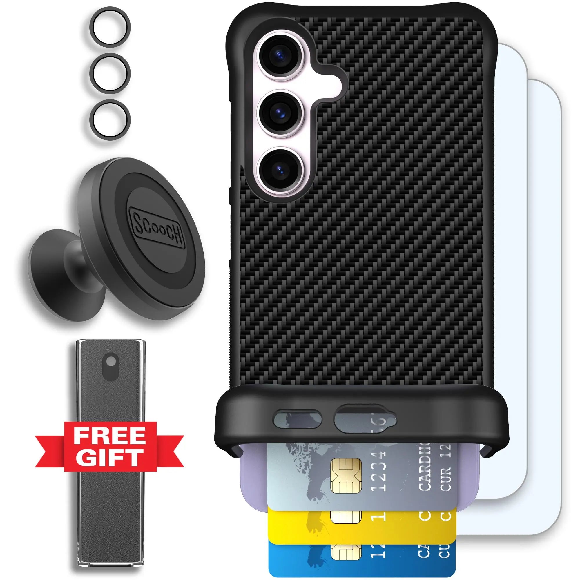 Scooch-Wingmate Defender Bundle for Samsung Galaxy S24-Carbon-Fiber