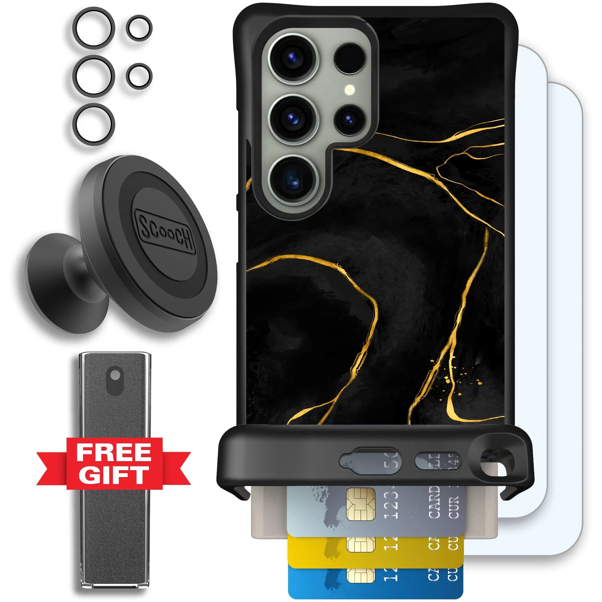 Scooch-Wingmate Defender Bundle for Samsung Galaxy S24 Ultra-Black-Marble