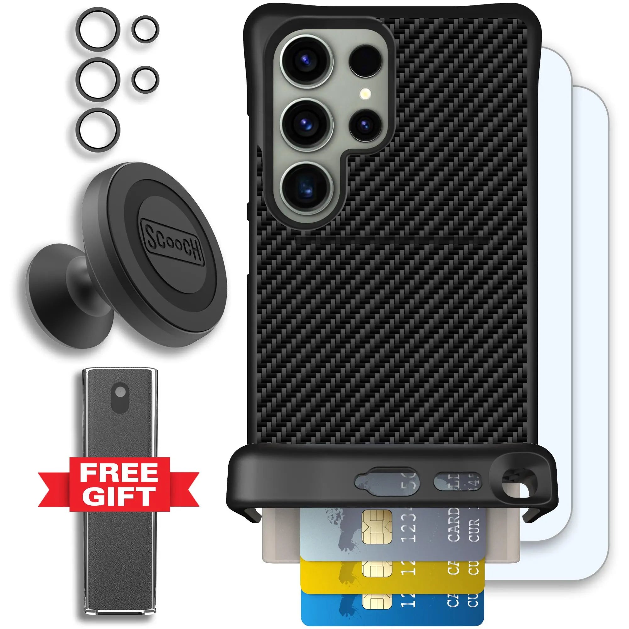 Scooch-Wingmate Defender Bundle for Samsung Galaxy S24 Ultra-Carbon-Fiber