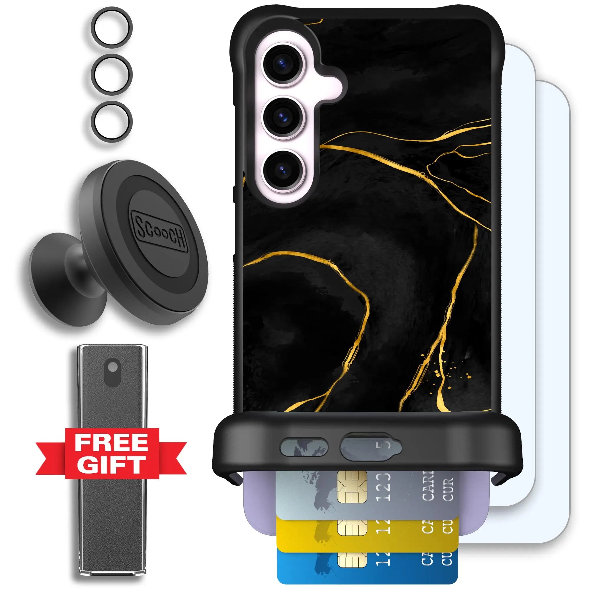 Scooch-Wingmate Defender Bundle for Samsung Galaxy S24+-Black-Marble