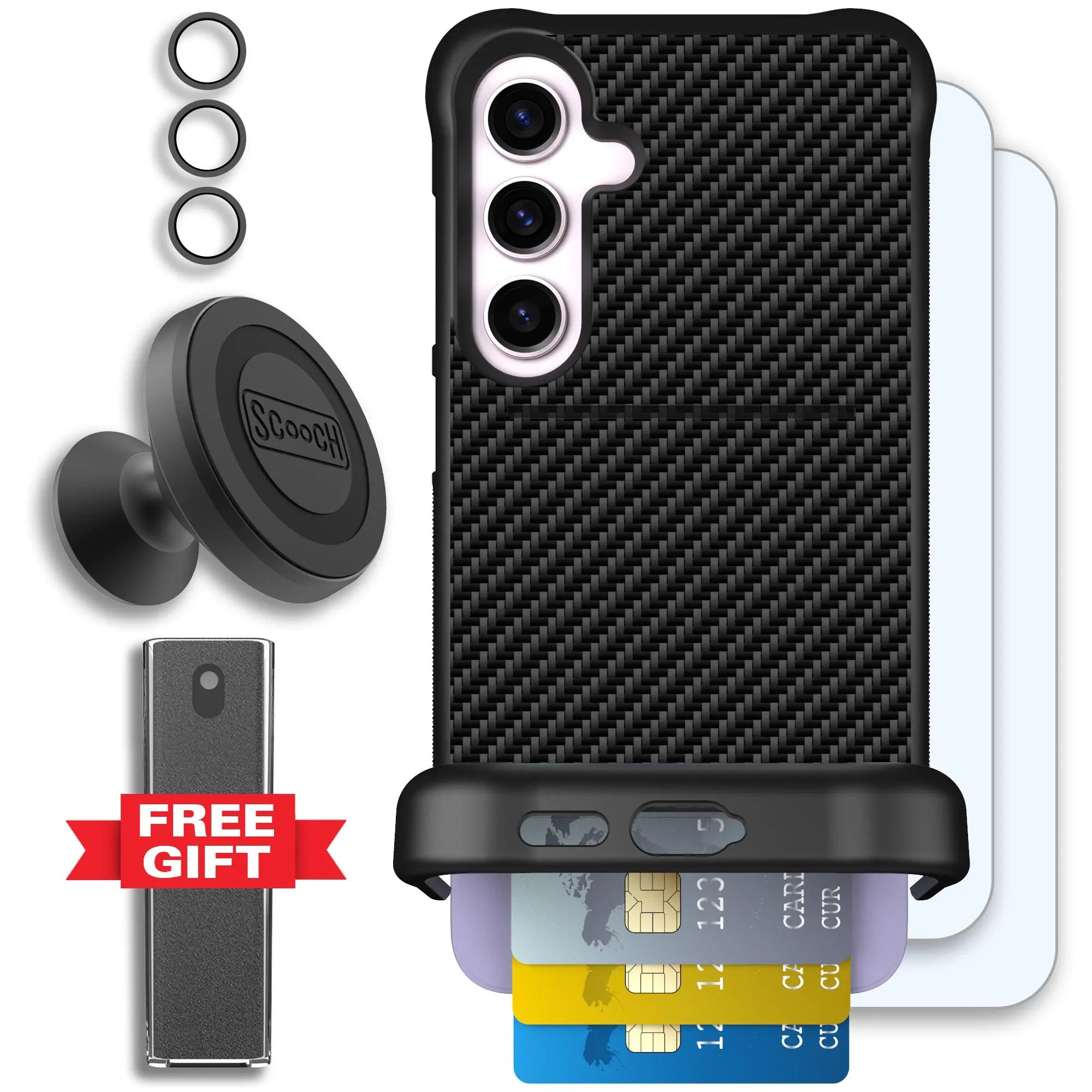 Scooch-Wingmate Defender Bundle for Samsung Galaxy S24+-Carbon-Fiber