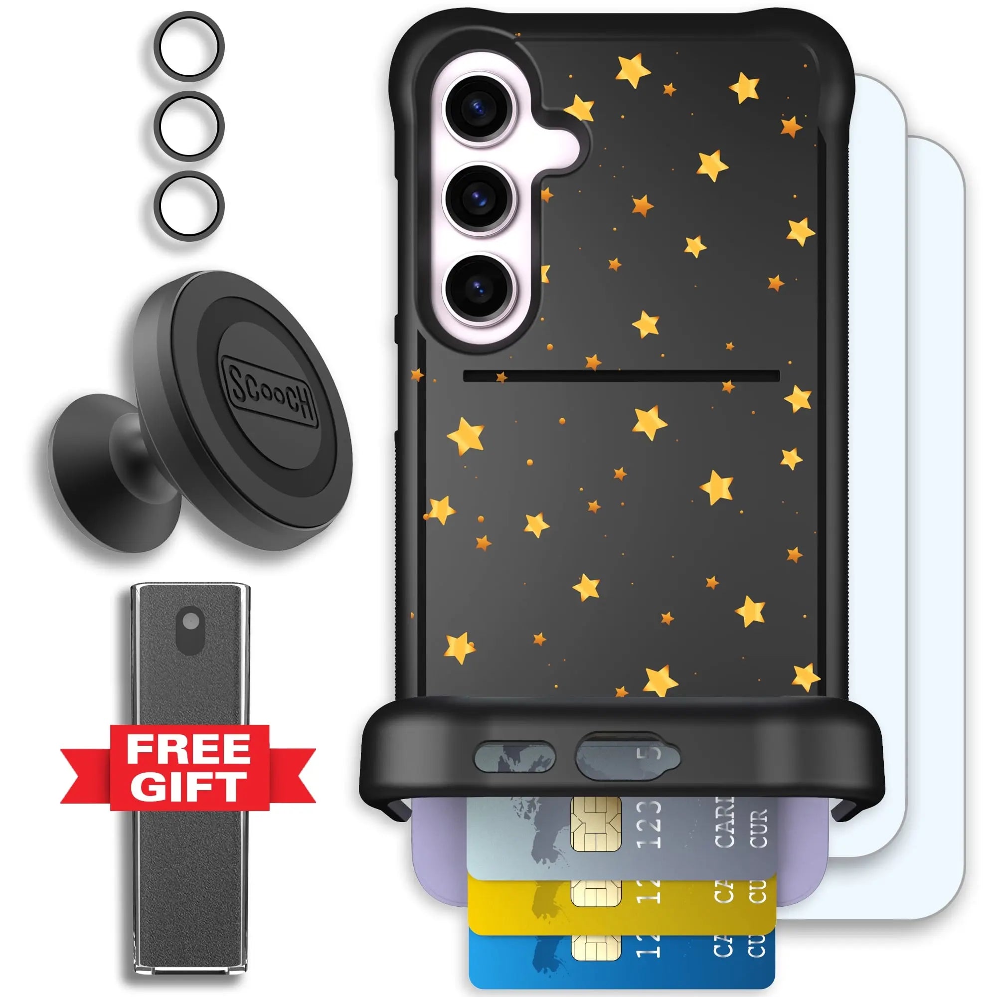 Scooch-Wingmate Defender Bundle for Samsung Galaxy S24+-Gold-Stars